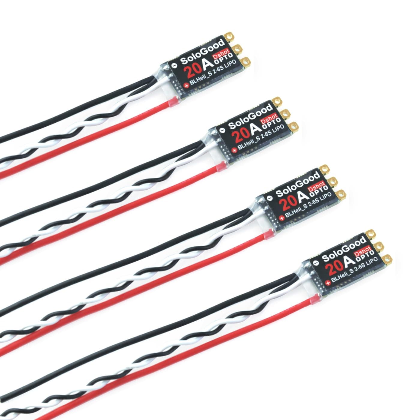 SoloGood 4Pcs 20A ESC Brushless Electronic Speed Controller DSHOT BLHeli_S 2-4S Lipo for FPV QAV Drone Multirotor Quadcopter