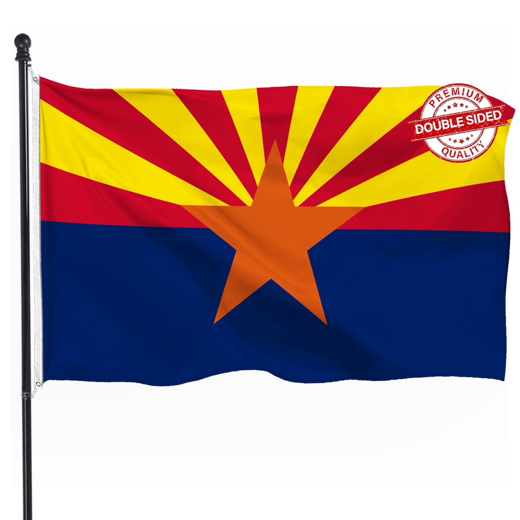 POZOY 3x5ft Double Sided Arizona State Flag, Upgraded Heavy Duty 3 Ply Polyester AZ State Flags, Vivid Print, Fade Proof, Double Stitched and Brass Grommets for Indoor and Outdoor Decor (Arizona)