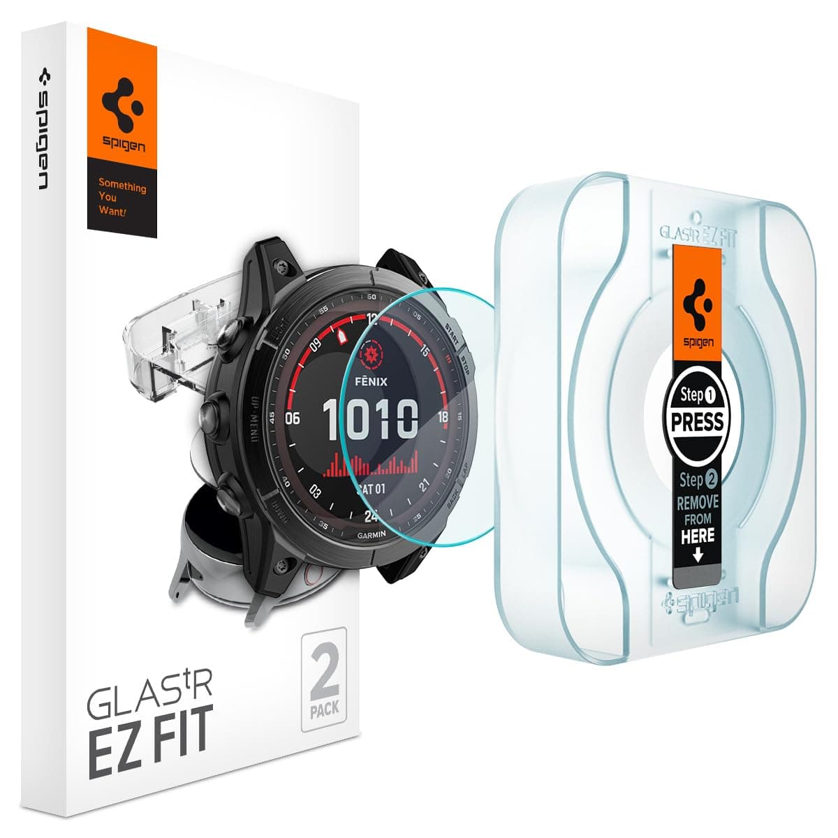 Spigen Glas.tR EZ Fit Tempered Glass Screen Protector for Garmin Fenix 8, Fenix 7X series, Epix Pro, 51mm - 2 Pack