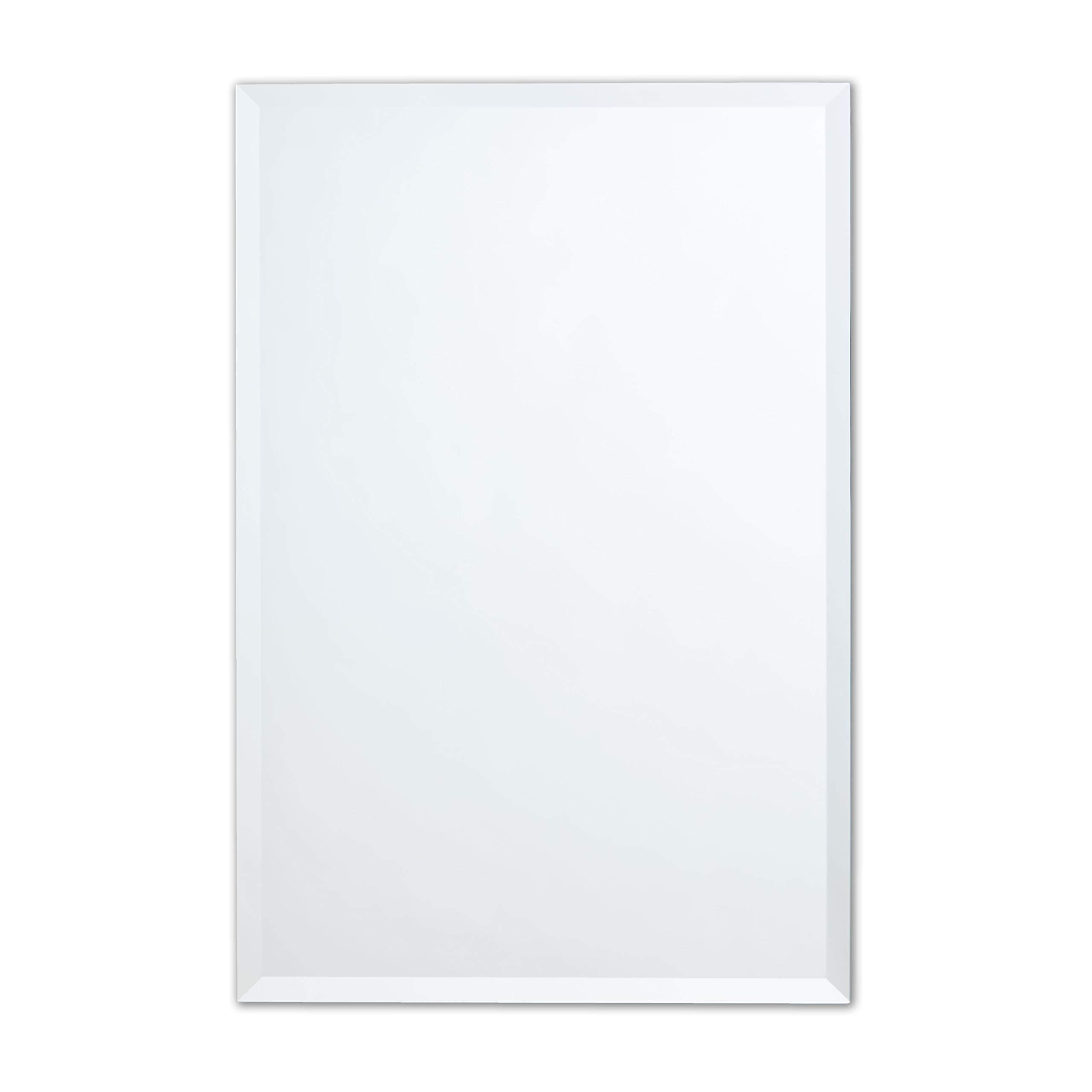 Better Bevel Frameless Rectangle Mirror | 30" x 36" Bathroom Wall Mirror w/Beveled Edge | Ultra-Flush Hanging System (Horizontal or Vertical)