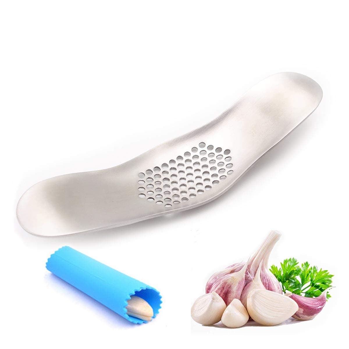 Garlic Rocker Crusher Mincer Press Dishwasher Safe, Stainless Steel Garlic Crusher Press