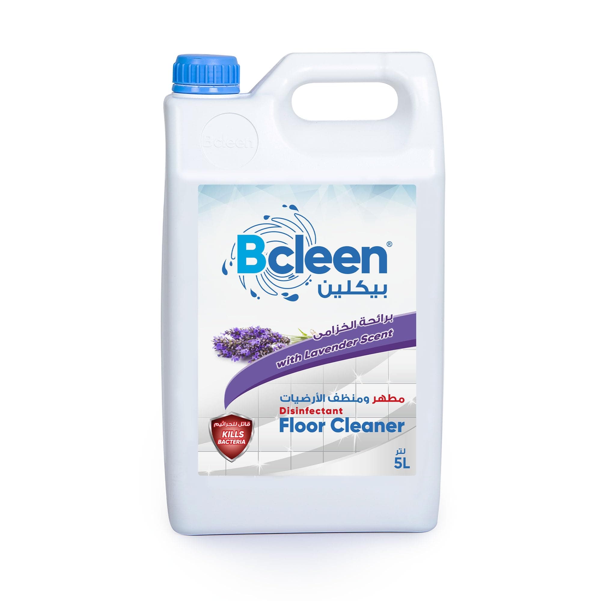 Disinfectant Floor Cleaner 5L, Lavender Scent, Kills 99.9% of Viruses and Bacteria, Surface Cleaner for Floors Toilets & Drains - 5L