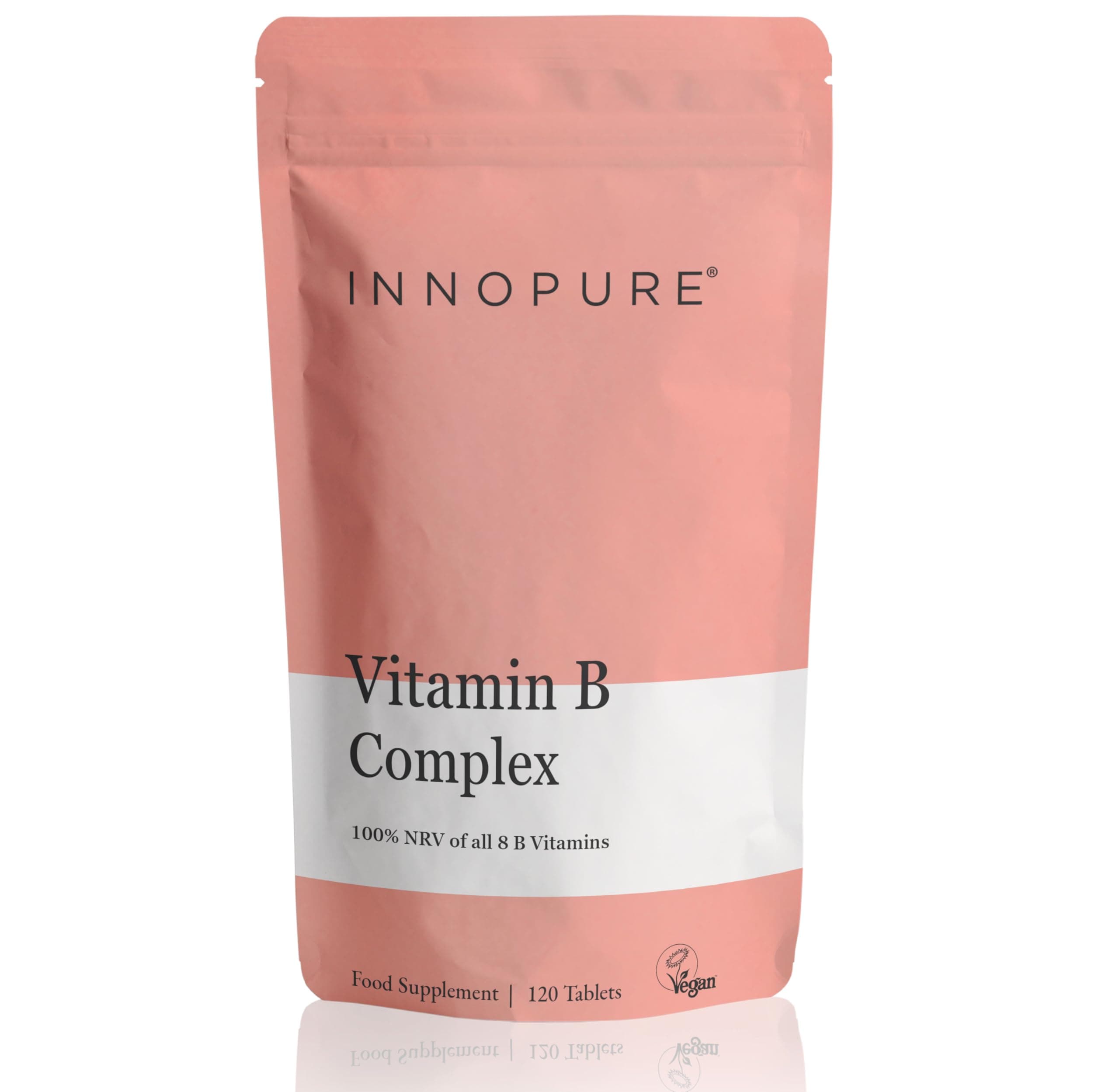 Vitamin B Complex,120 Vitamin B Tablets - 100% NRV All 8 B Vitamins B1, B2, B3, B5, B6, B12, B6 & B9, One Daily Easy to Swallow Tablet, UK Made