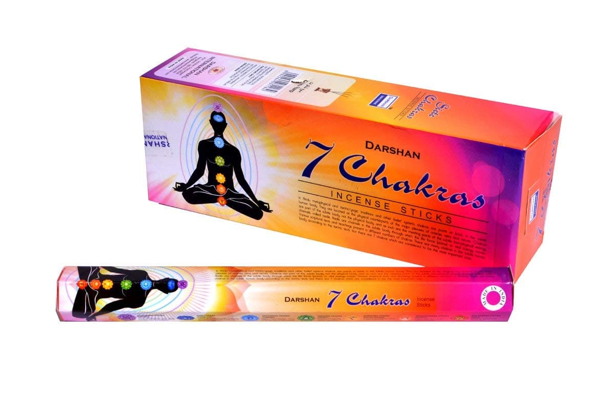 Darshan 7 Chakras Fragrance 6 pkt of 20 Sticks Each (Contains 120 Incense Sticks/Natural Agarbatti)