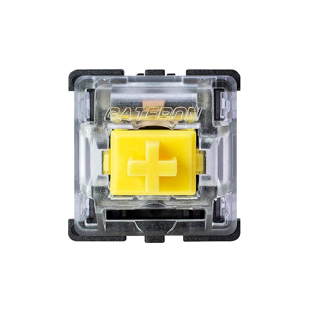 GranvelaPack 65 Gateron KS-8 Yellow Switches for Mechanical Keyboards,3-pin Black-Shell Compatible with SMD RGB Light
