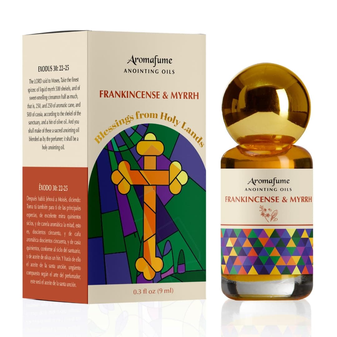 Frankincense & Myrrh Anointing Oil 9ml (0.3 fl oz.) | Blessings from The Holy Lands | Blessed from Jerusalem with Biblical Spices | Christian Gifts | Holy Oil for Prayer and Protection