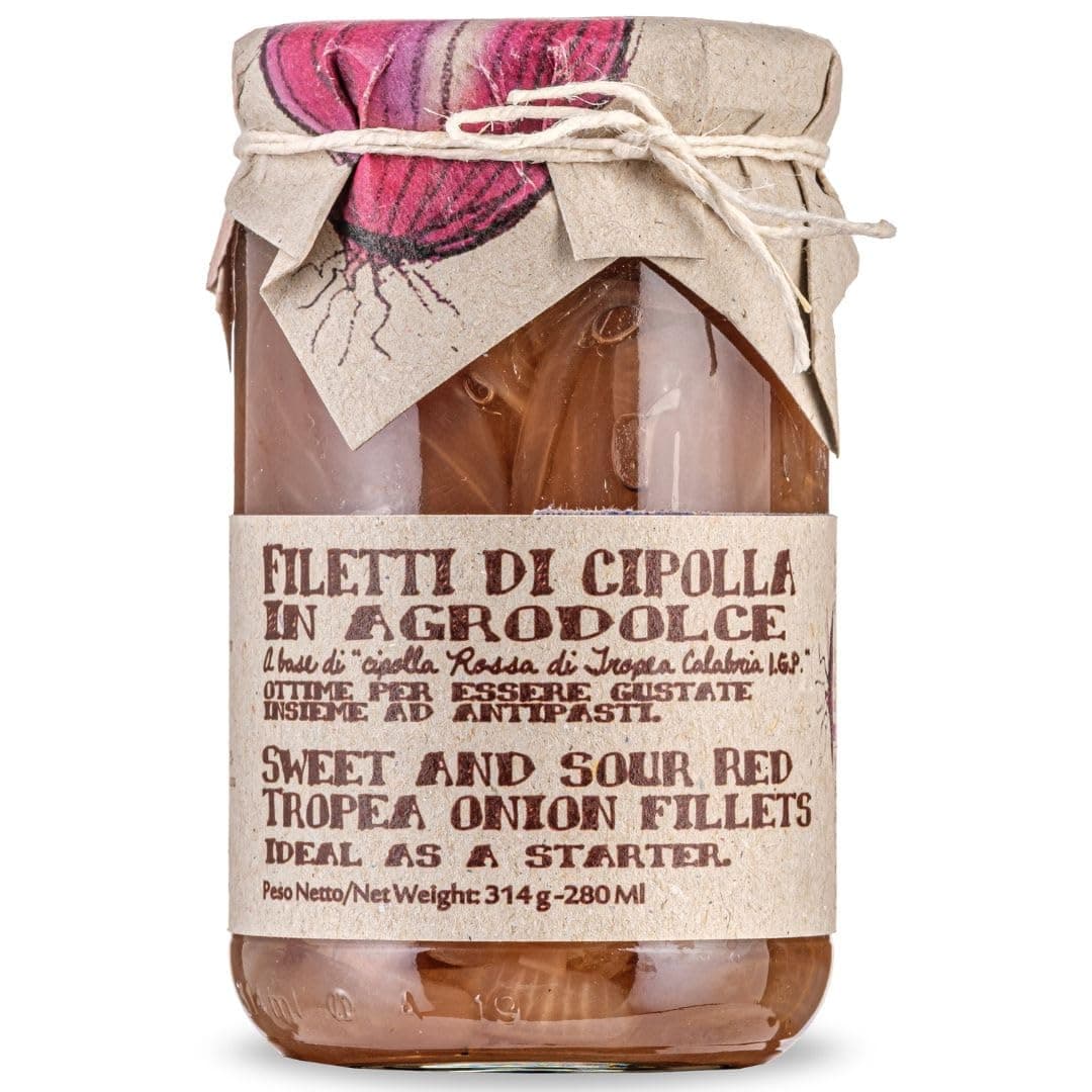 Red Tropea Calabrian Onions, 6.3 oz, Italian Sweet and Sour Red Onion, Product of Italy