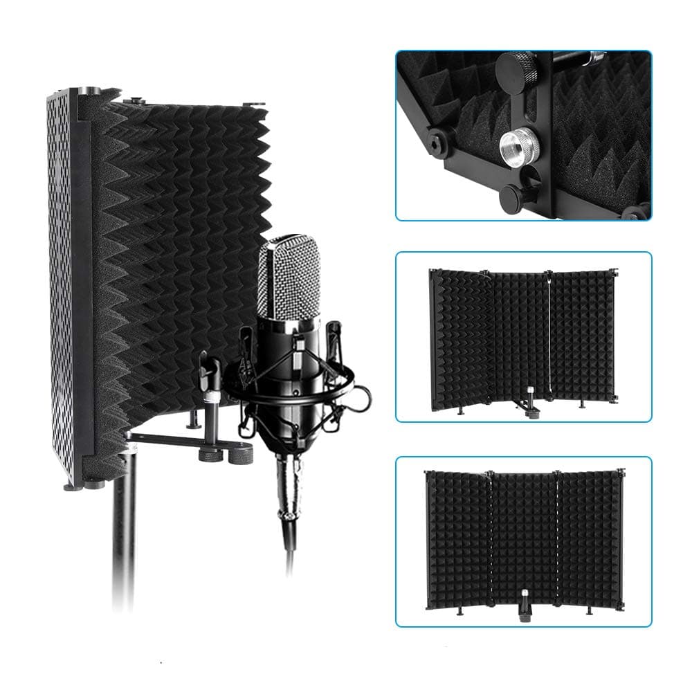Winbang Sound Shield, Acoustic Room Treatment High Density Absorbing Foam Foldable Microphone Isolation Shield for Professional and Home Studio