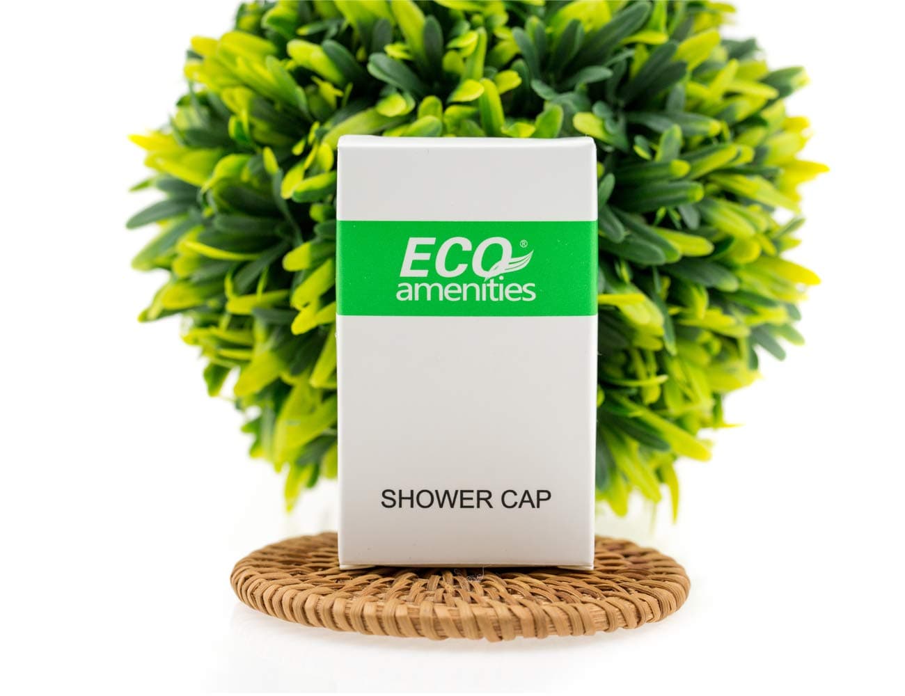 ECO amenitiesDisposable Clear Shower Caps, Individually Wrapped Paper Box, Full Size Adult, 100 Caps per Case