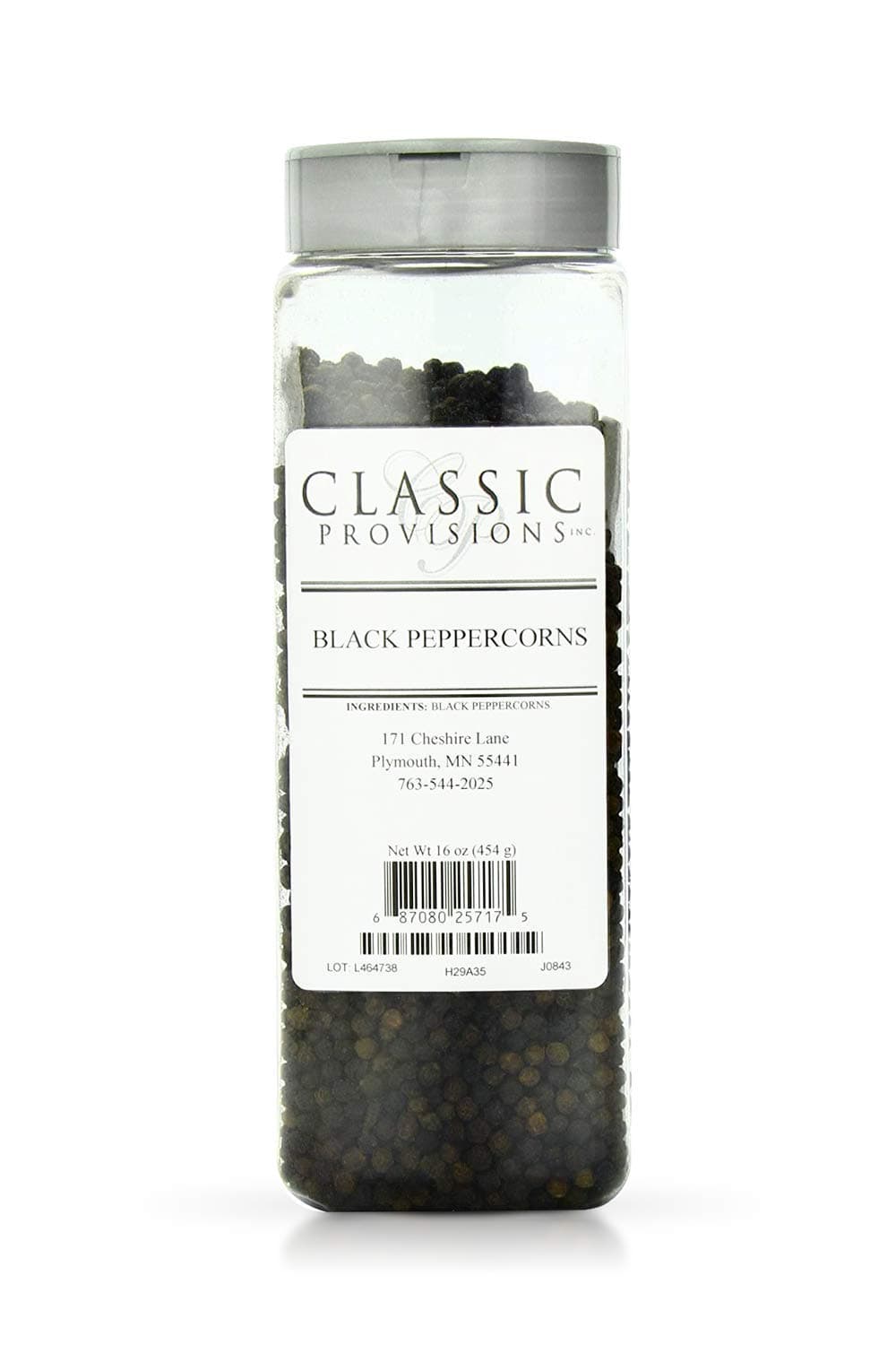 Classic Provisions SpicesBlack Peppercorns Whole - 16oz - Ideal for Soup, Meat, Vegetables, Spice Blends and More, Peppercorn, Black Whole