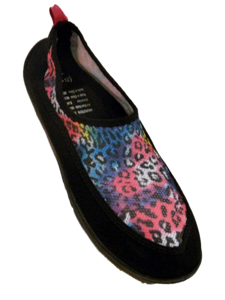 Sand N Sun Womens Pink & Blue Leopard Print Aqua Socks Water & Beach Shoes XL (11-12)