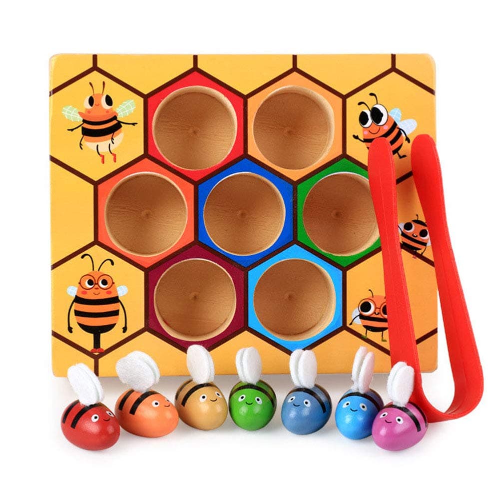 Bestitem Children Preschool Wooden Bee Clip Out Montessori Educational Toy Kids Birthday Gift