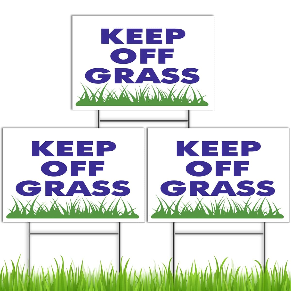 Dimarongton 3 Keep Off Grass Signs 8x12 inch- Stay Off Grass Signs - Keep Dog Off Signs - Stay Off Lawn Signs - Stay Off Sign - Do Not Walk on Grass - Plastic Coroplast Yard Signs with Stakes, 3 Sign
