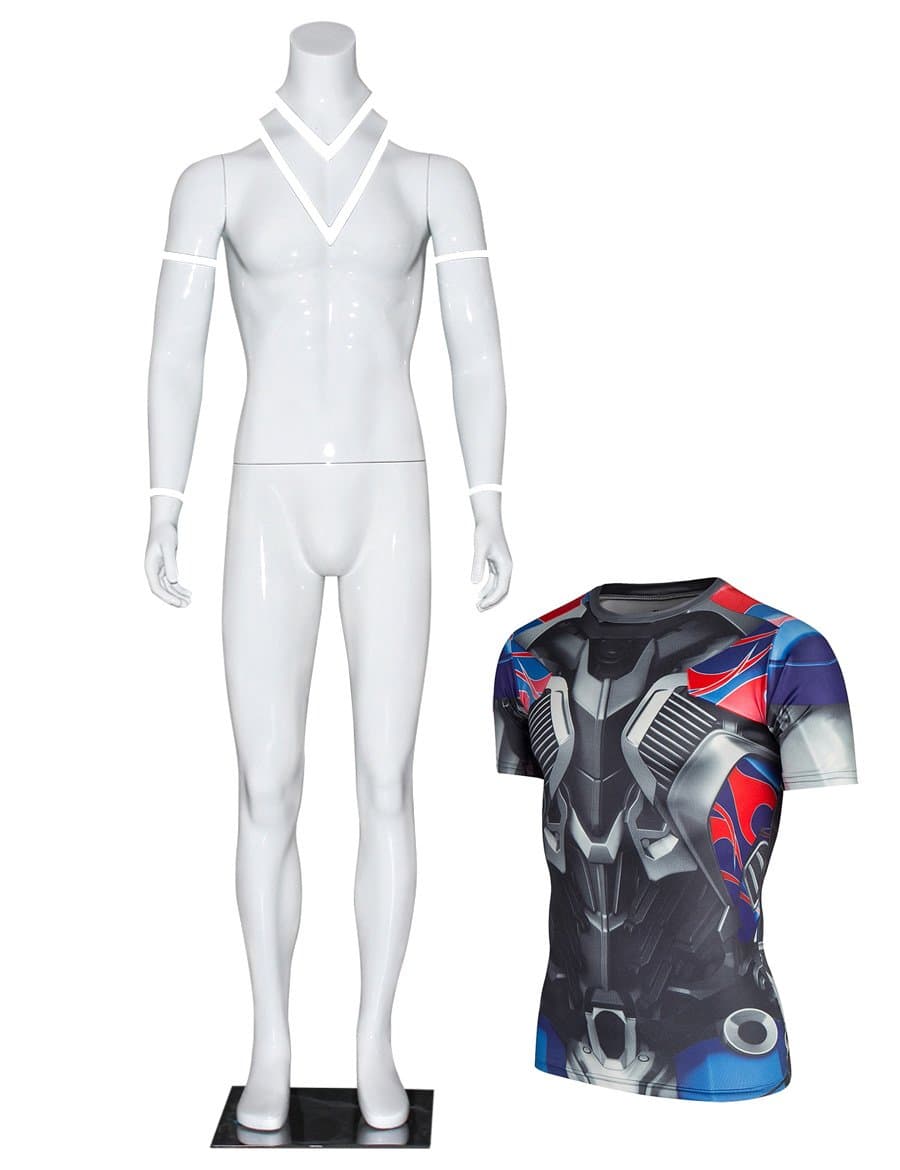 Photography Ghost Detachable Invisible Male Full Body Headless Mannequin Form Display Glossy White, Removable Neck and Arms Leo Mannequin