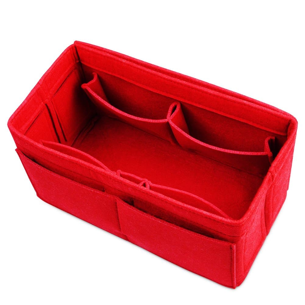 Actater Large Felt Purse Organizer Insert, Multi-Pocket Handbag Shaper, fits Tote Bag Like Speedy or Neverfull (Red)