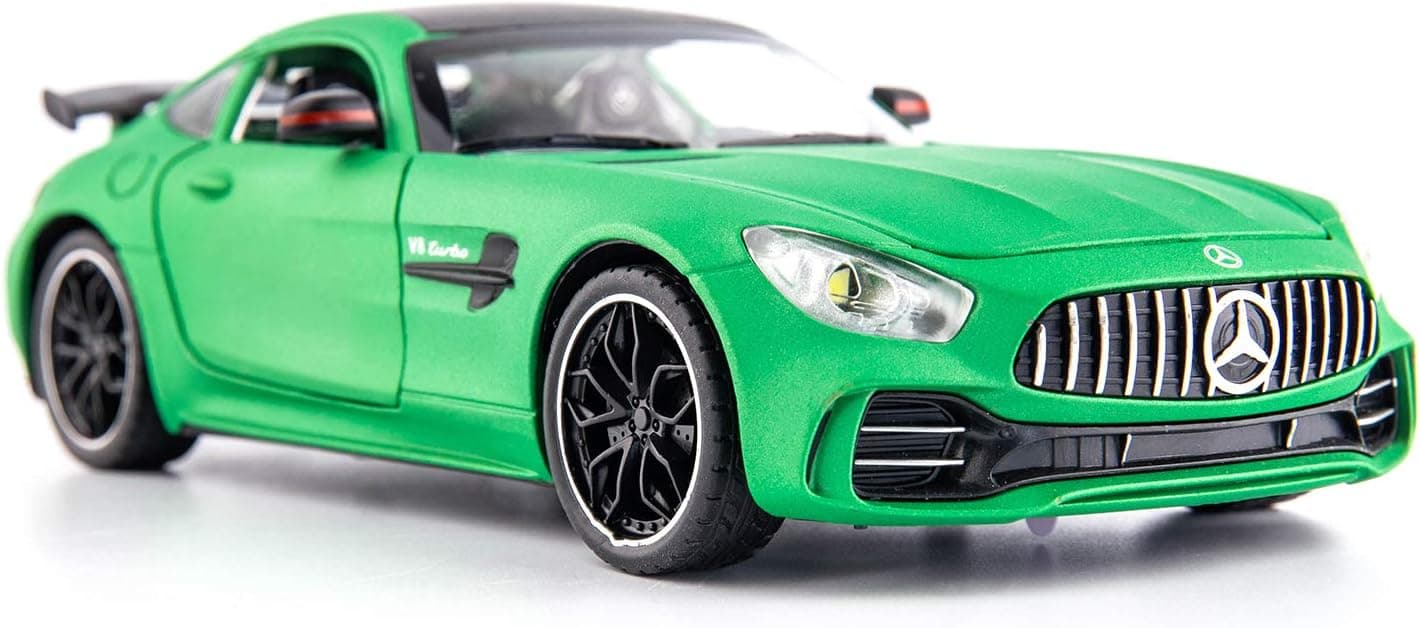 1/24 Benz AMG GTR Toy Cars Model Car, Zinc Alloy Pull Back Toy car with Sound and Light for Kids Boy Girl Gift(Green)