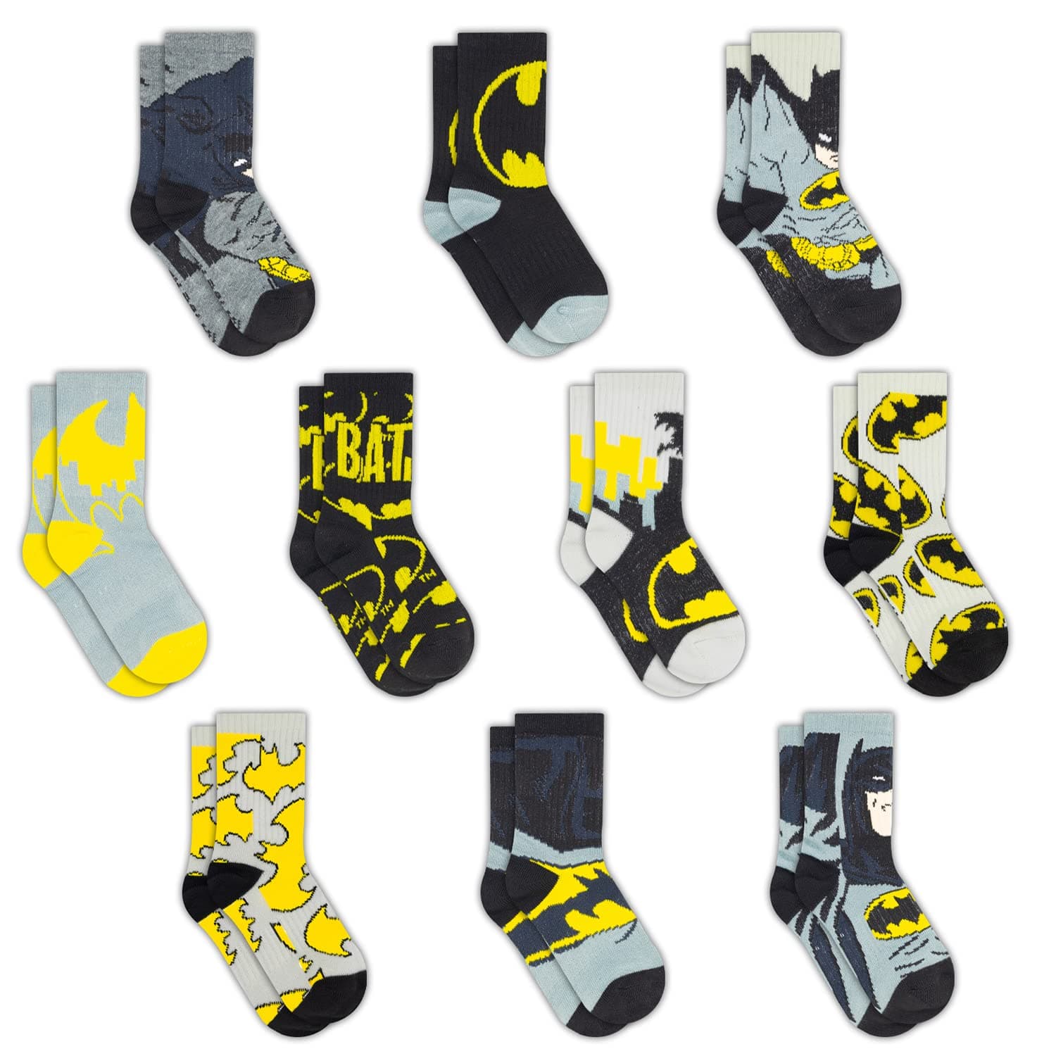 Boys Socks - 10-Pack Toddler Socks with Batman, Superman, Wonder Woman & Flash