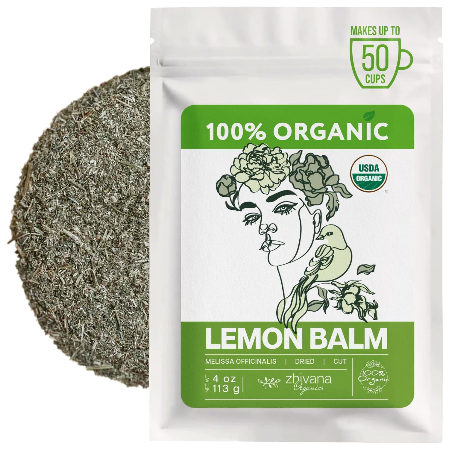 Organic Lemon Balm Tea Loose Leaf (4oz.) - Lemon Balm Leaves - Loose Leaf Melissa Tea - Te de Tolonjil - Natural Support for Stress Response, Sleep, Digestion