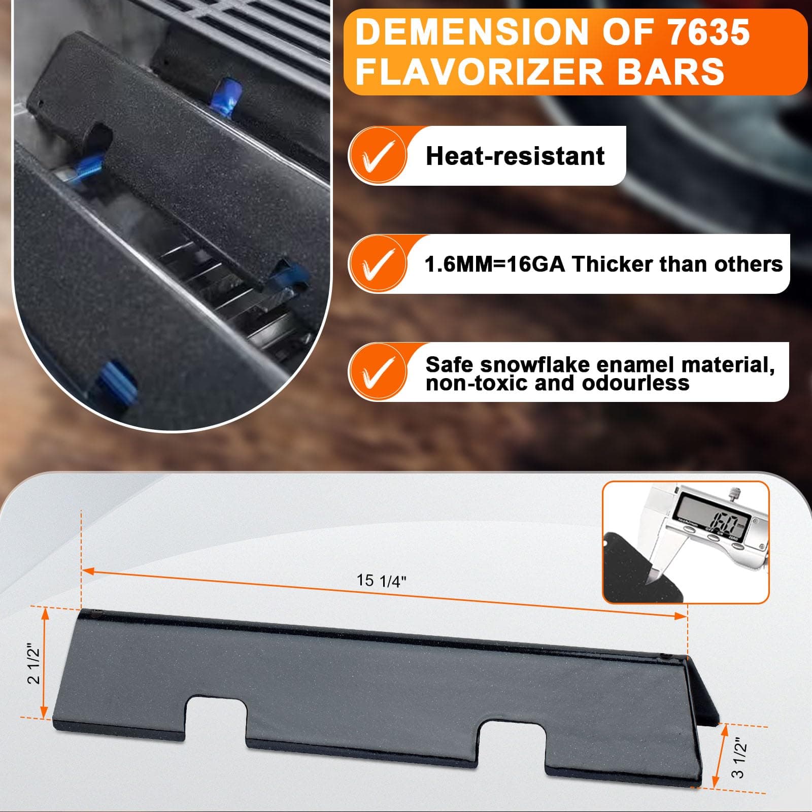 7635 Flavorizer Bars for Weber Spirit 2 Parts, Replacement for Weber GS4 Spirit II & I E210 S210 E215 E220 S220 Grill, for Weber GS4 Grill Parts 67045 69796, Webber Parts 15.3" Bars,Porcelain-enameled