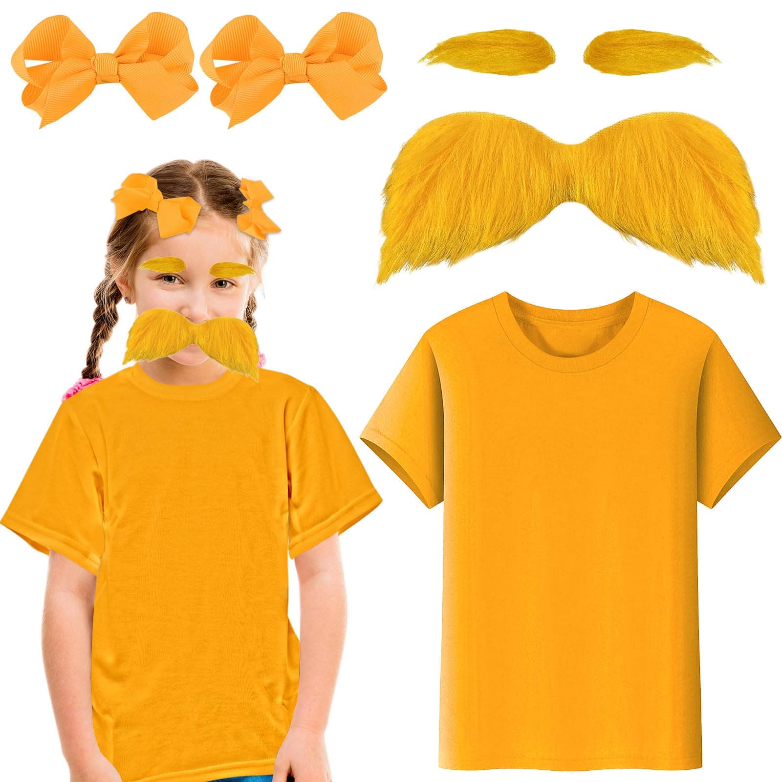Kavoc Orange Mustache Costume Set for Cosplay Party World Book Day Fancy Dress Up Party Accessories