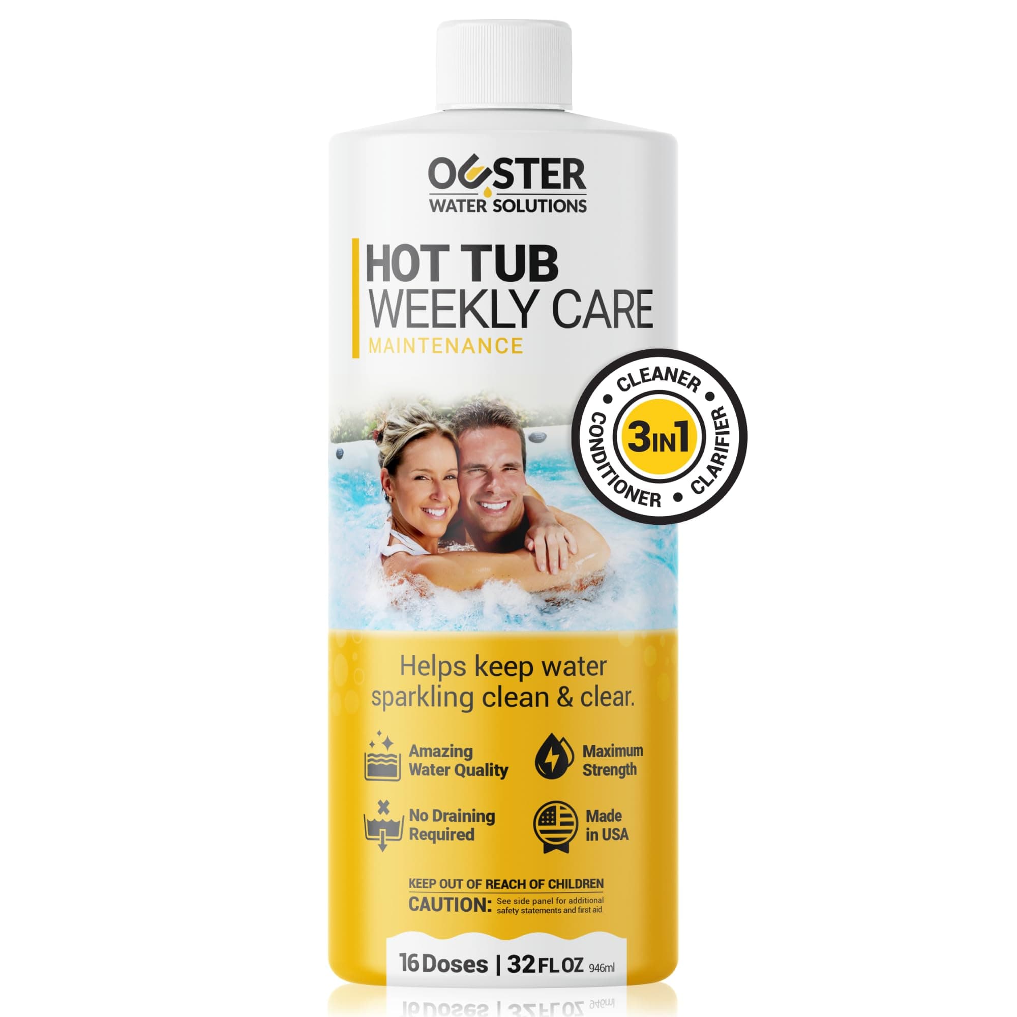 Hot Tub Conditioner, Clarifier & Cleaner– 3-in-1 Weekly Care for Portable Hot Tubs and Swim Spas – Sparkling Clean & Silky Soft Water – Reduces Harsh Spa Chemicals -32oz