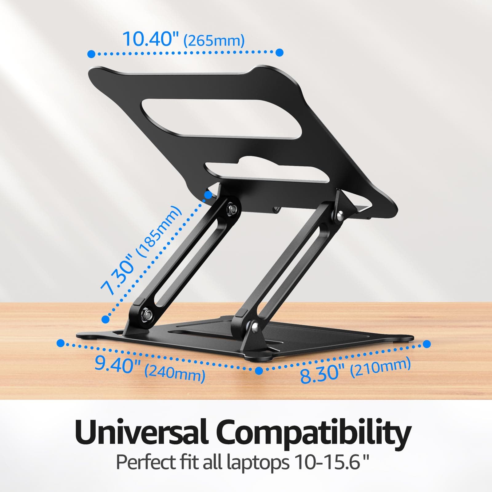 Urmust Laptop Notebook Stand Holder, Ergonomic Adjustable Ultrabook Stand Riser Portable, Compatible with MacBook Air Pro, Dell, HP, Lenovo Light Weight Aluminum Up to 15.6"(Black)