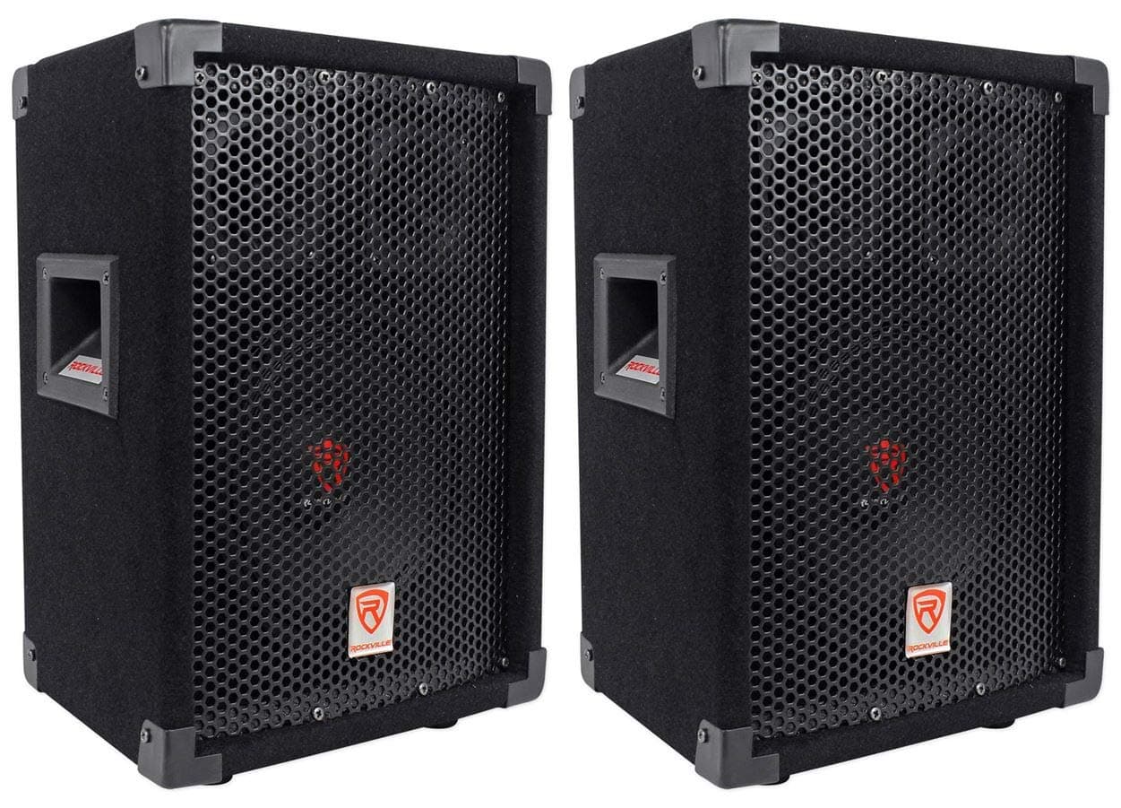 Rockville RSG8 300W Peak / 100W RMS 2-Way 8-Ohm Passive DJ/Pro PA Speaker, Pole Mountable, 8" Woofer, Dual 3" Tweeters, SpeakON & 1/4" Inputs, for Events and Performances, 2-Piece