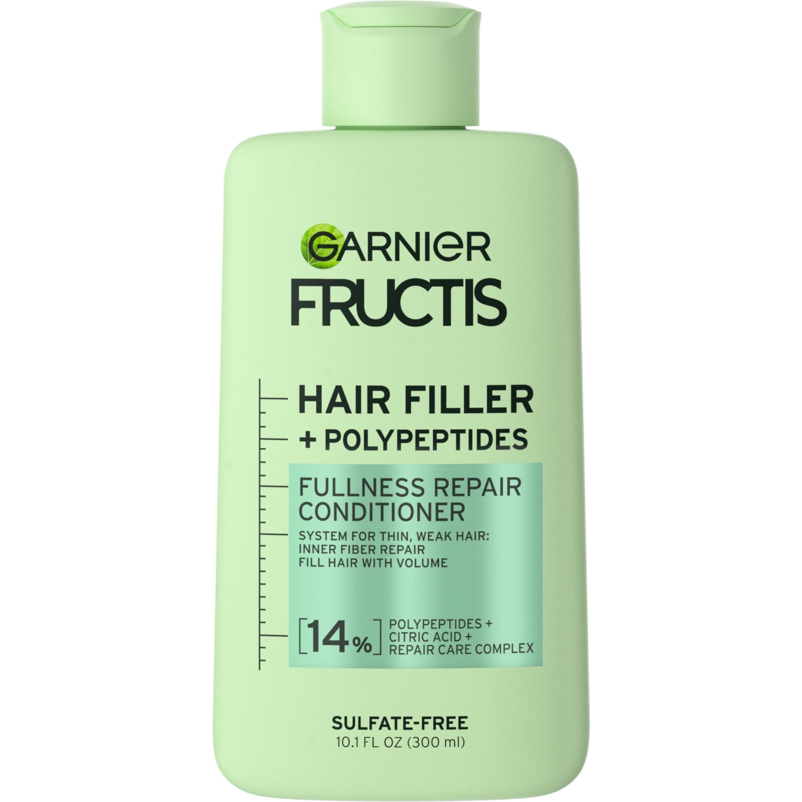 Garnier Fructis Hair Filler Fullness Repair Conditioner, Volumizing Conditioner with Polypeptides and Hair Repair Complex for Thin, Weak Split Ends, 10.1 Fl Oz
