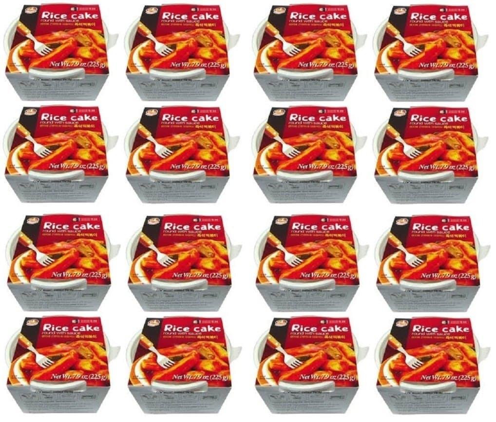 Korean Instant Ddukbokki Samhak Rice Cake Round with Sauce 7.9 Oz : 16 Pack