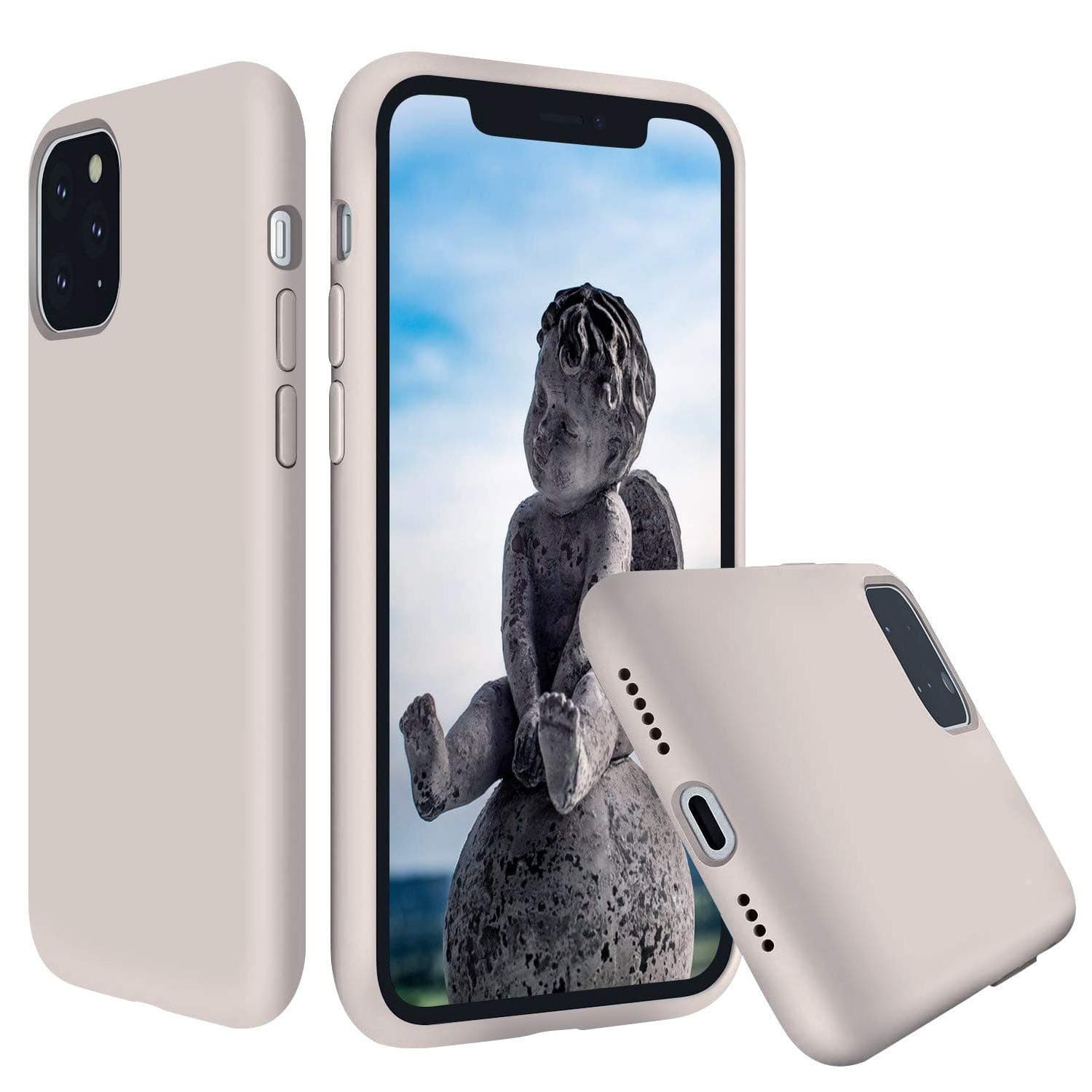 Liquid Silicone iPhone 11 Pro Max Case Silky Touch Full Protective with Microfiber Cloth Lining Cushion Anti-Scratch for iPhone 11 Pro Max 6.5 inch (Stone)