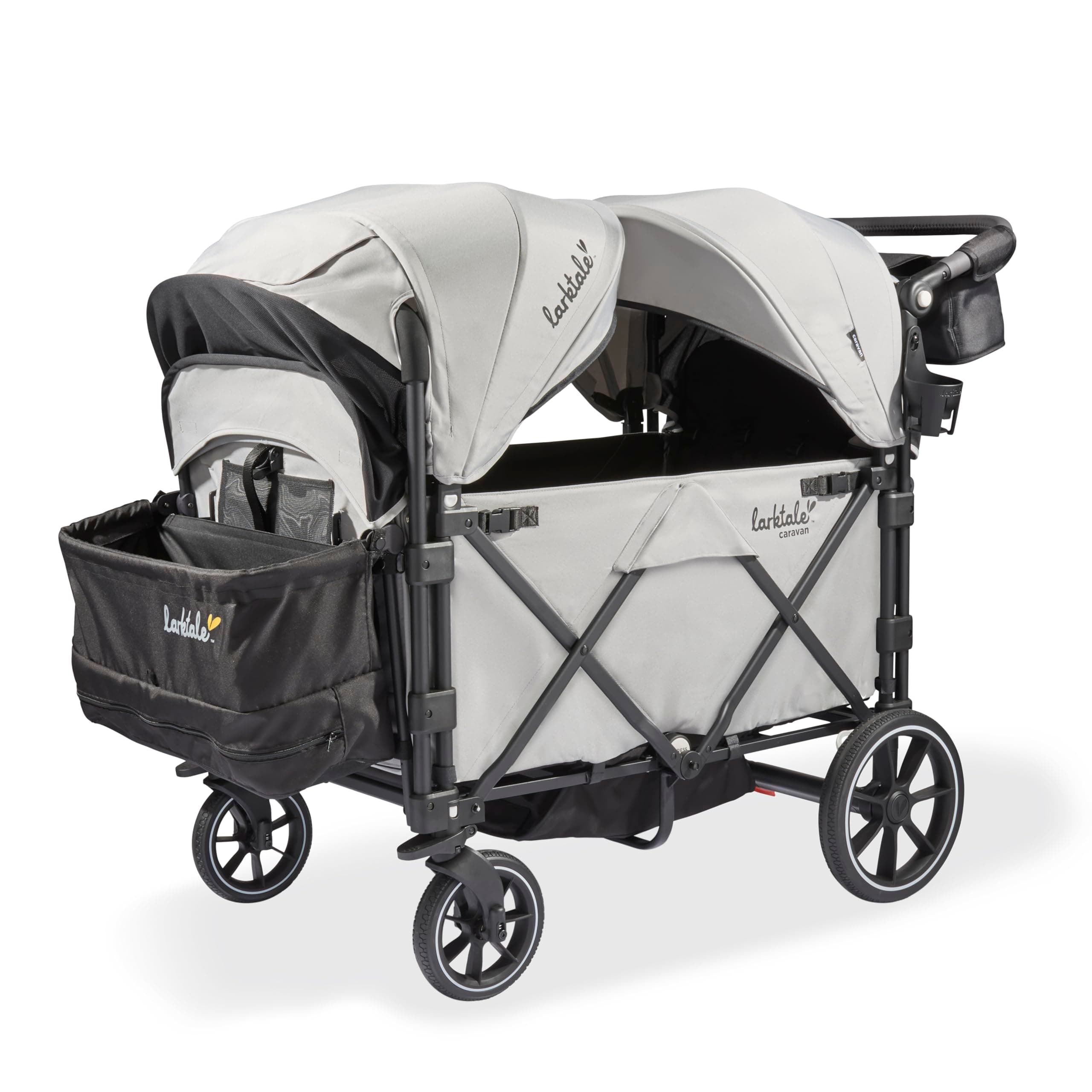 LarktaleCaravan Quad Stroller, 4-Seater Kids Wagon, 214 lb Capacity, Avalon Gray