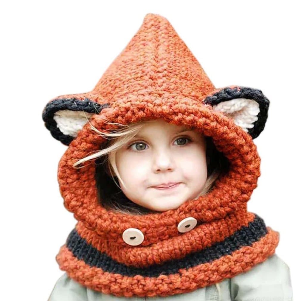 Yalasa Lovely Winter Knitted Cat Hats Baby Girls Shawls Hooded Cowl Beanie Caps