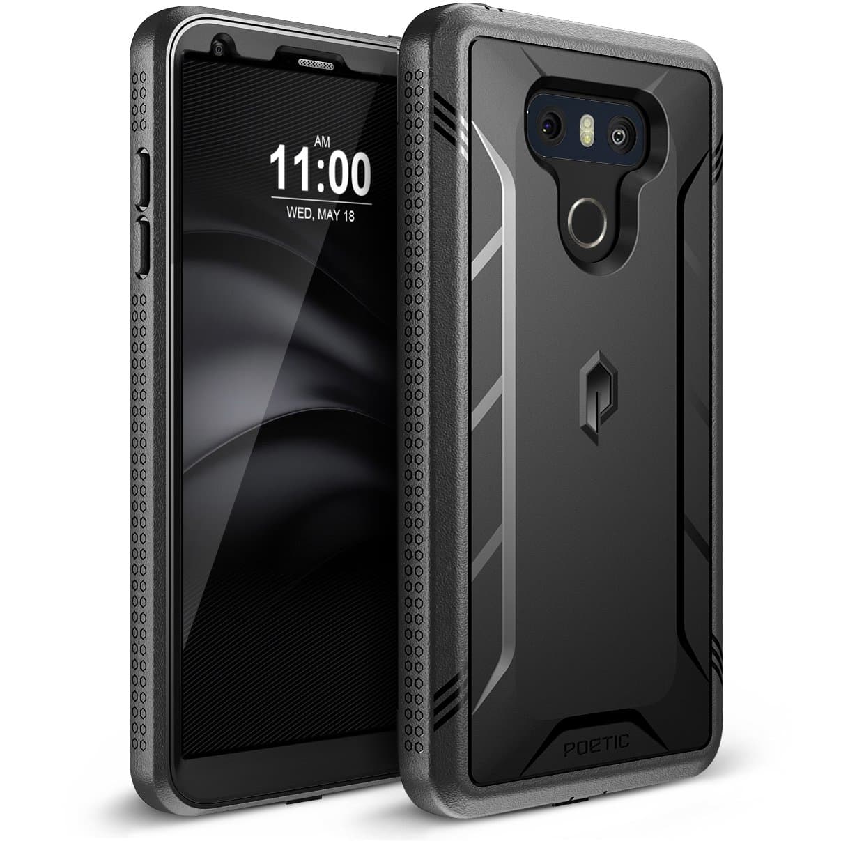 Poetic Revolution Series Case Designed for LG G6 /G6 Plus (2017), Full-Body Rugged Dual-Layer Shockproof Protective Cover with Kickstand and Built-in-Screen Protector, Black