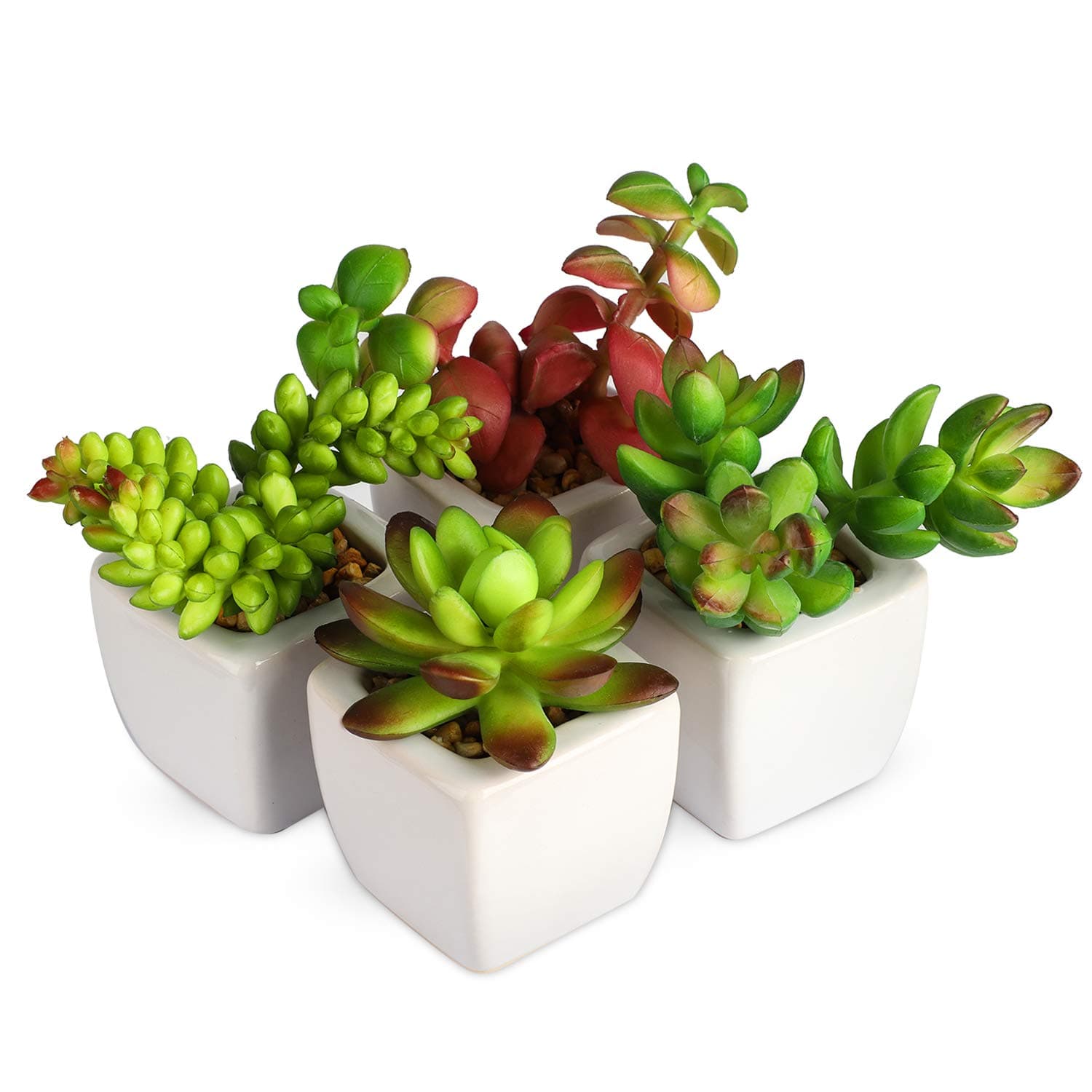 Home Decor Office Decor-Artificial Shrubs Artificial Succulent Plants Mini Fake Plants for Beautifying Our Life and Home Environment (White C)