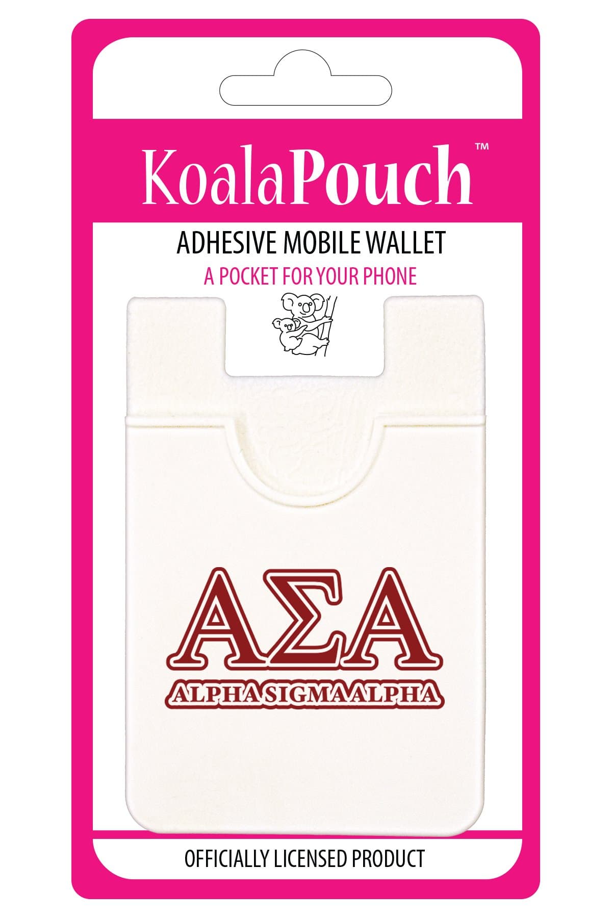 Sorority Shop Alpha Sigma Alpha - Koala Pouch - Greek Letters Design, Adhesive Cell Phone Wallet