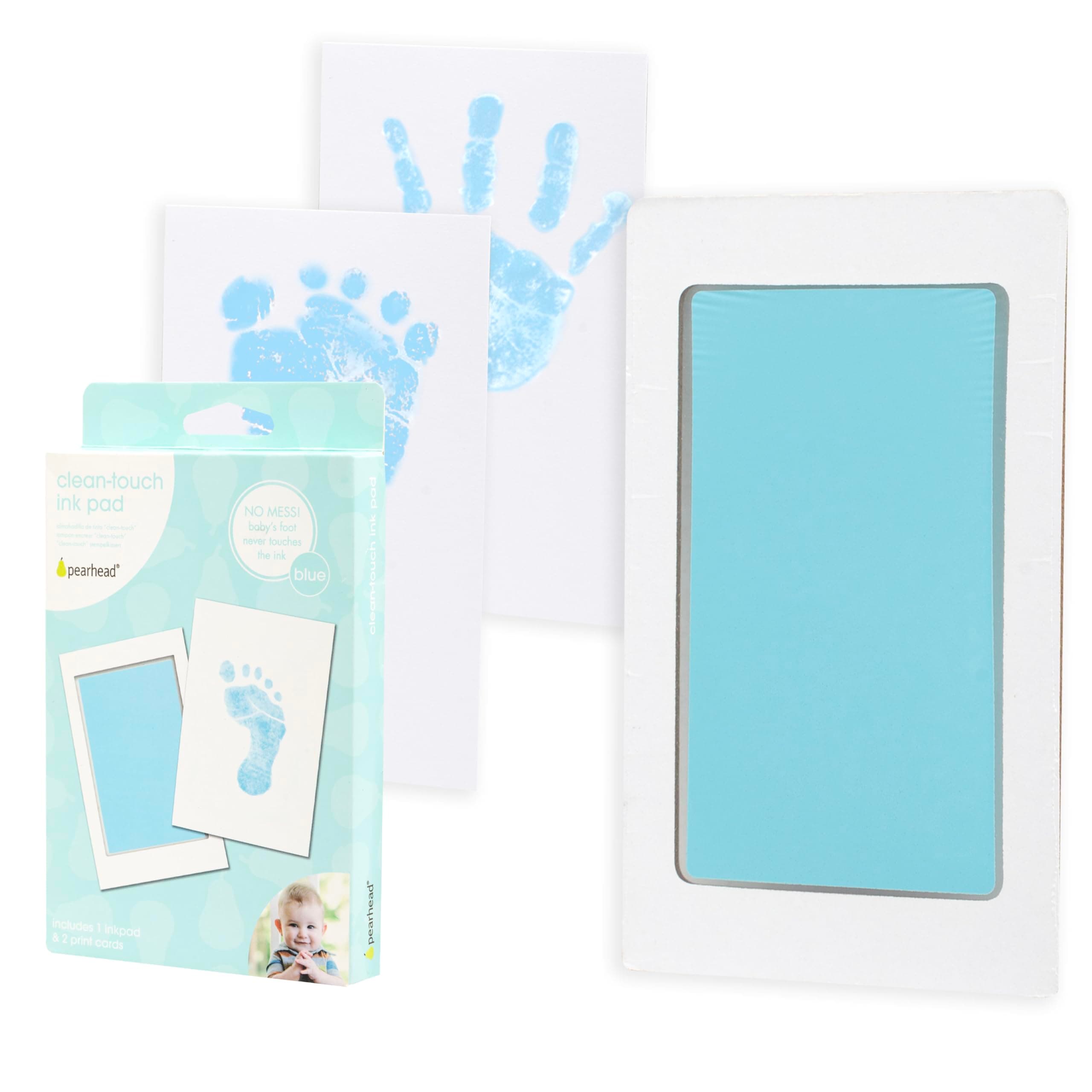 (Blue) - Pearhead Mess-Free and Clean Touch Ink Pad Baby Hand and Footprint Maker, Blue
