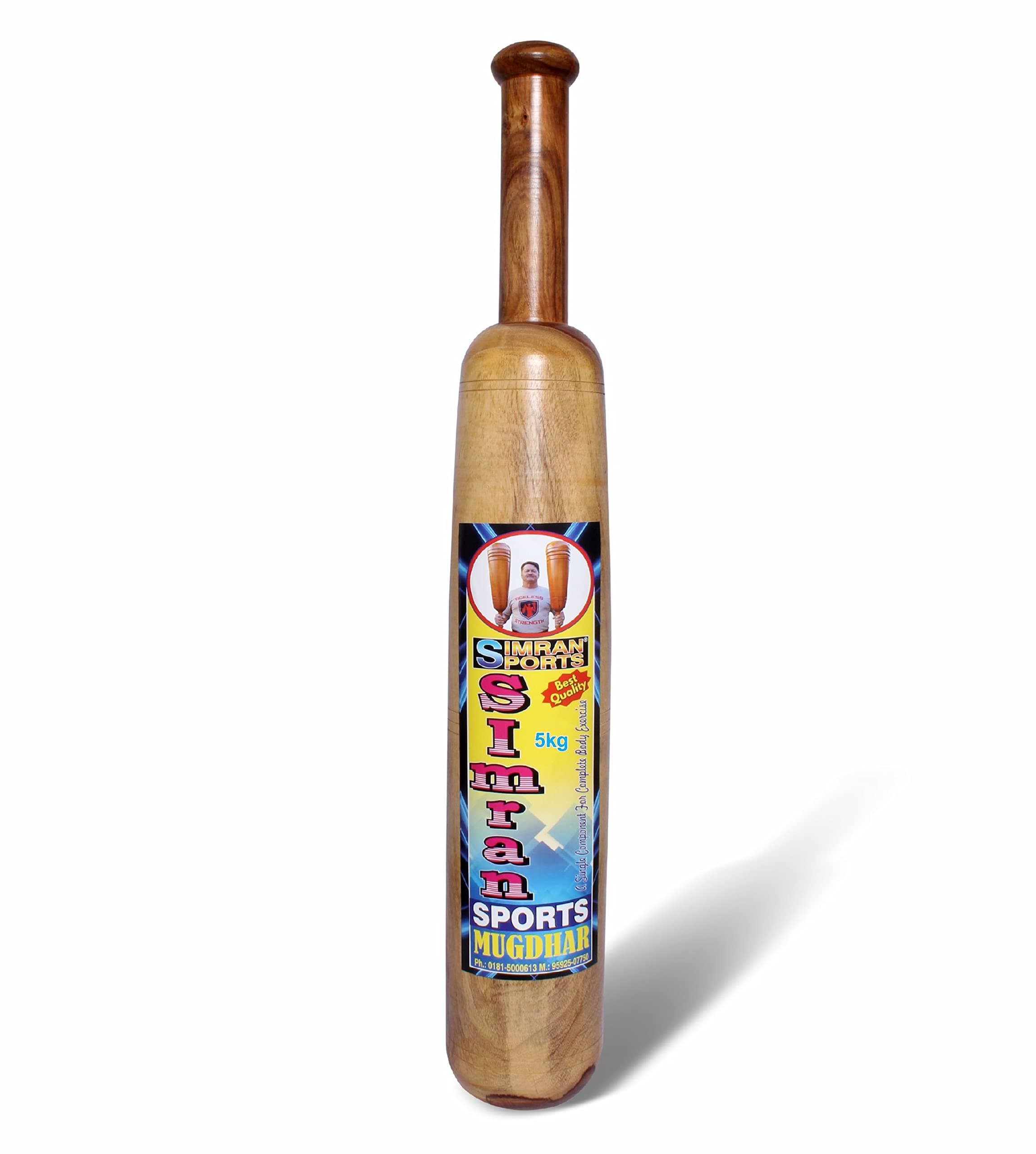Wooden Mugdar 5KG for Fitness, Mugdar, Wooden Indian Mugdar, Indian Clubs for Exercise, Meel, Clubbell, Karla Kattai, Mugdal