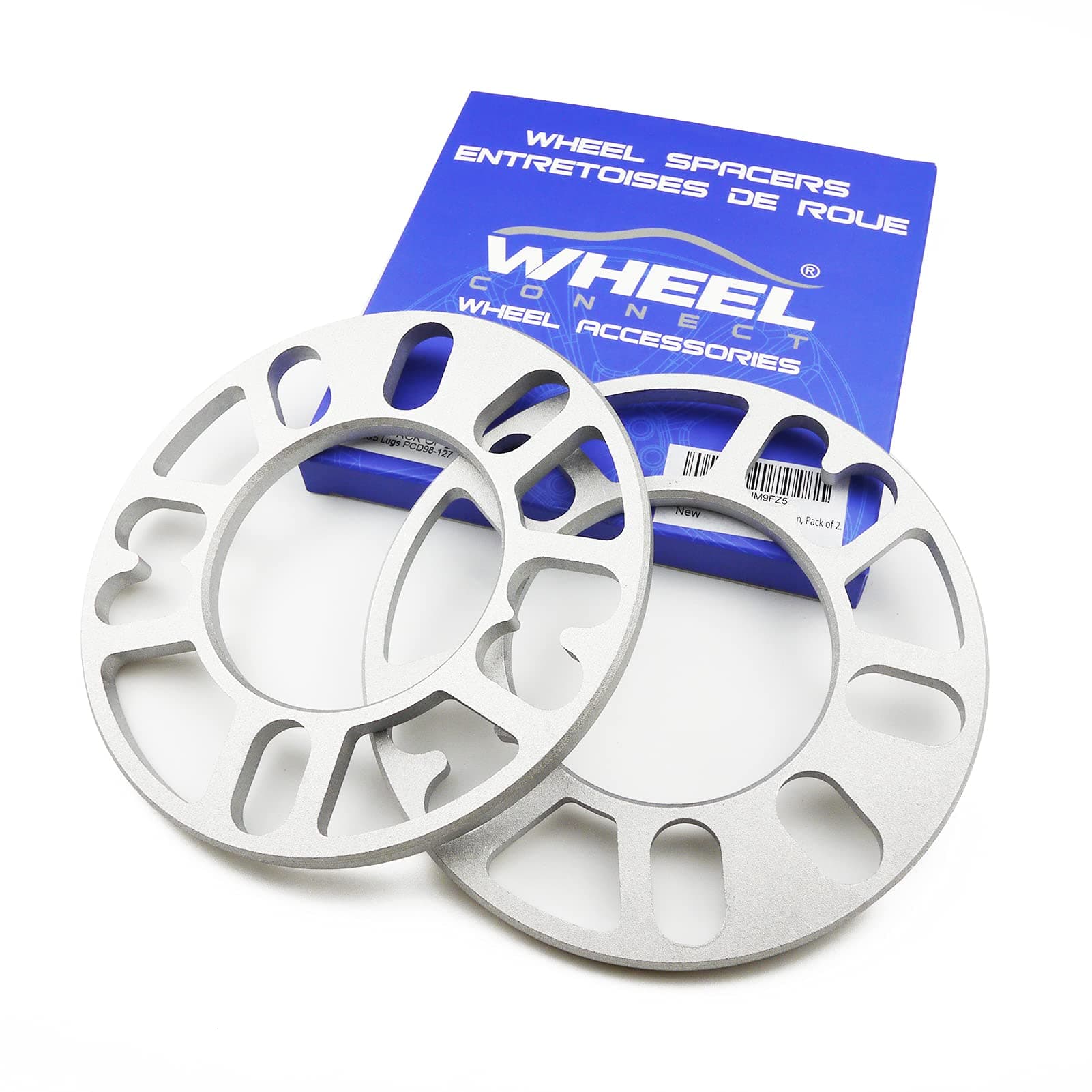 WHEEL CONNECT Universal Wheel Spacer,8mm Thickness(5/16inch),Fit Bolt Pattern 4x98, 4x100, 4x108, 4x114.3, 5x100, 5x105,5x108, 5x110, 5x112, 5x114.3,5x120, Cast Aluminum, Pack of 2.