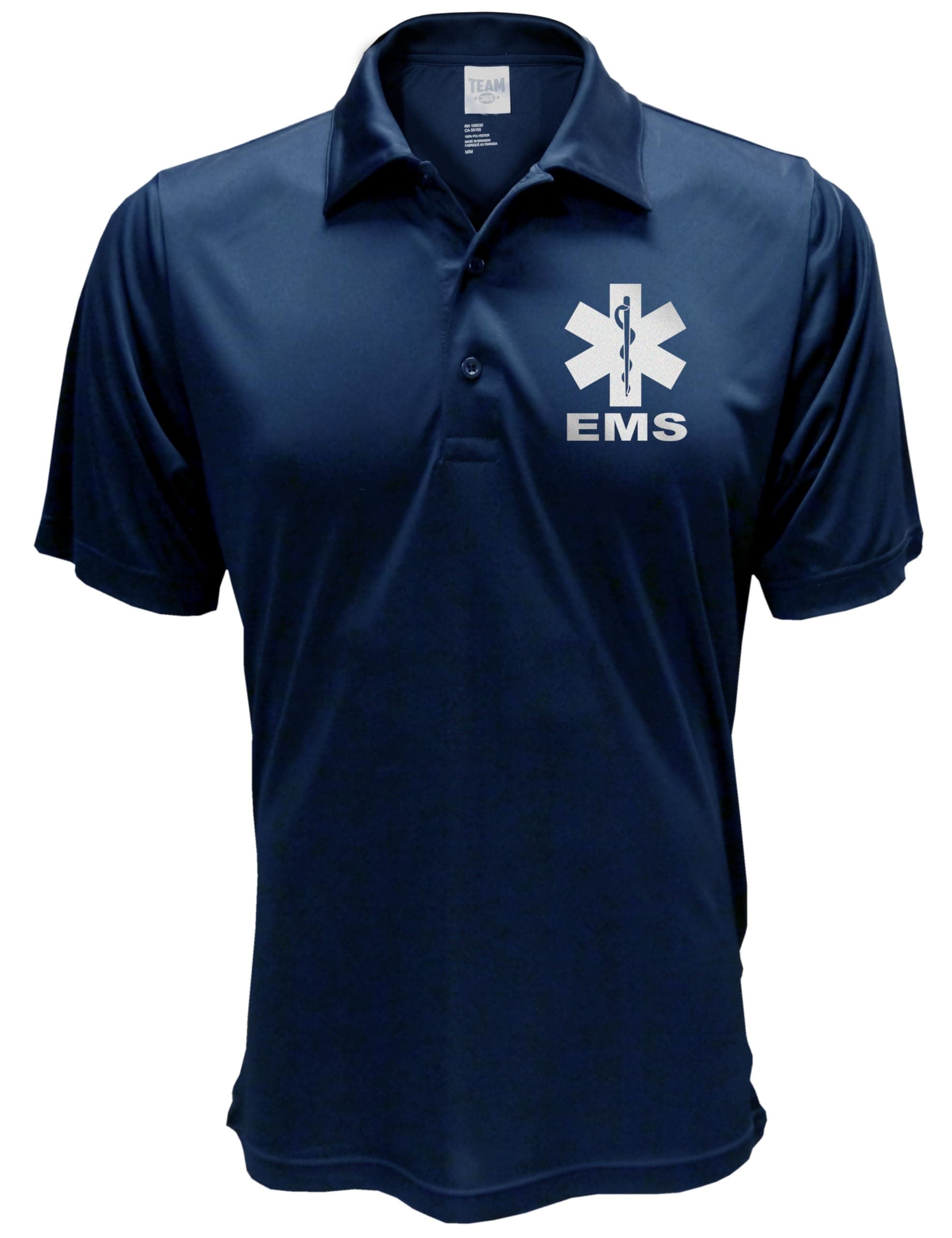 Smart People Clothing EMS Polo with Reflective Designs Front and Back, Performance Polo w/Moisture Wicking Technology