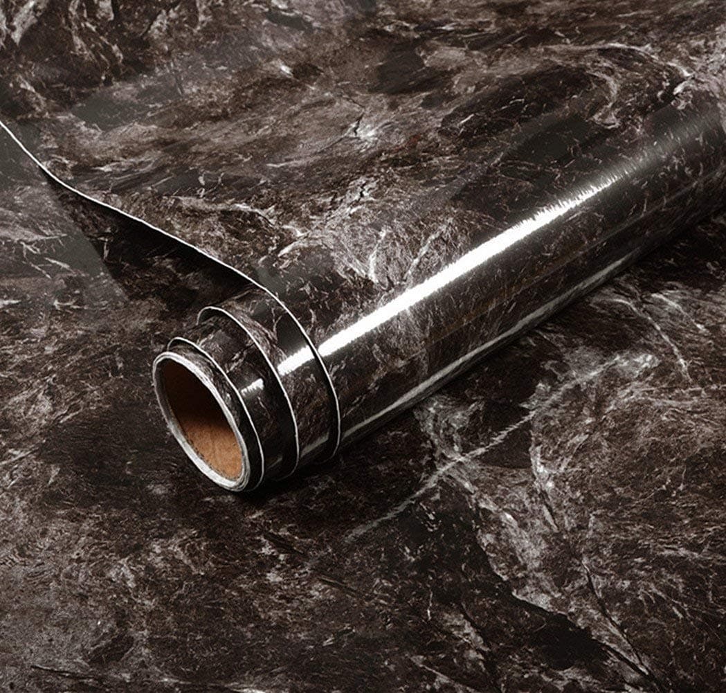 40cm X 200cm Dark Brown Marble Paper Self-Adhesive Wallpaper Film Kitchen Peel Stick Countertop Granite Vinyl Backsplash Tile Sticker Furnitures Marble Sticky Back Plastic Roll