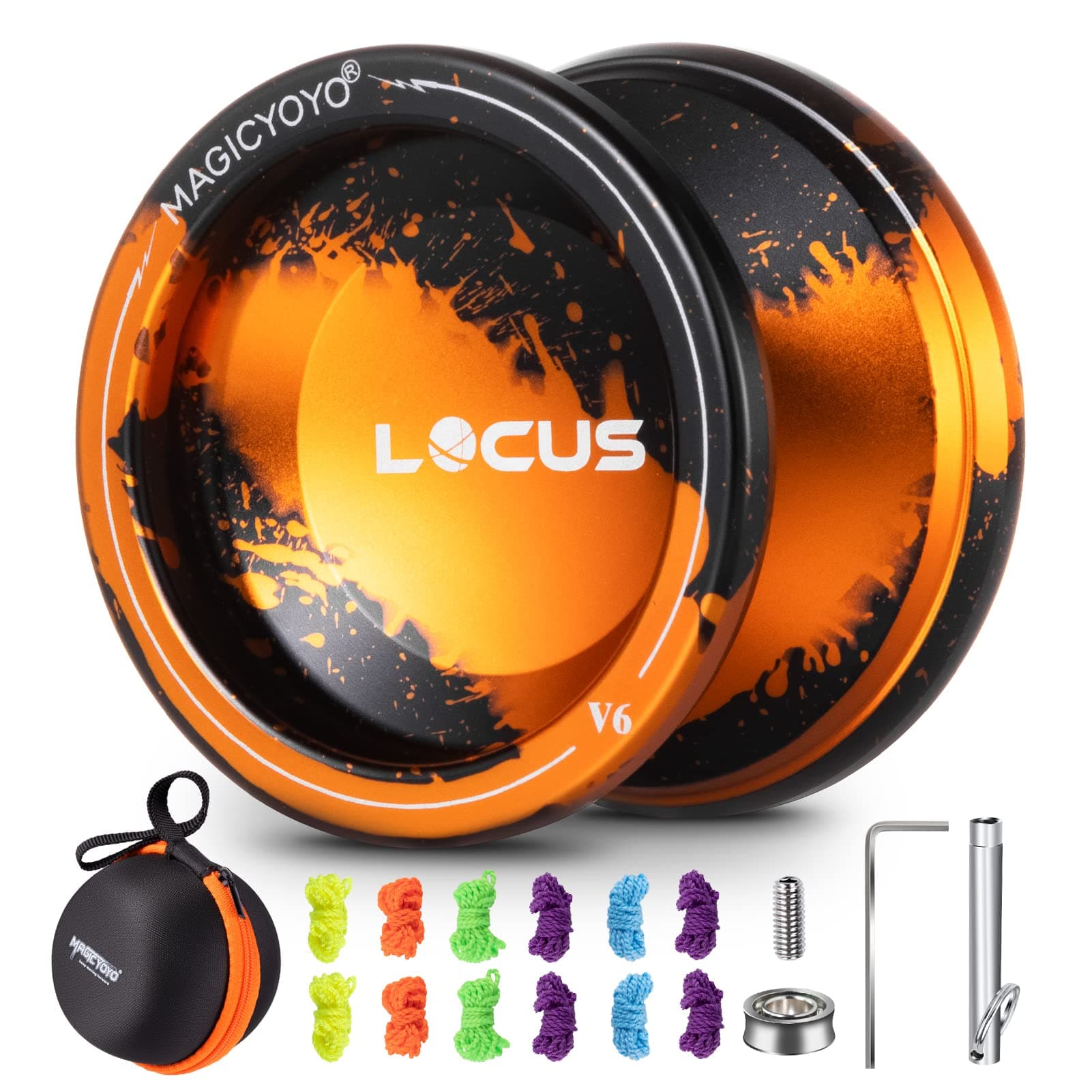 MAGICYOYOV6 Locus Yoyo for Kids 8-12 - Dual-Mode Responsive/Unresponsive for Adults | Pro Tricks Yo-yo with 12 Strings | Includes Bearing Remover Kit + Carry Bag (Premium Black/Gold)