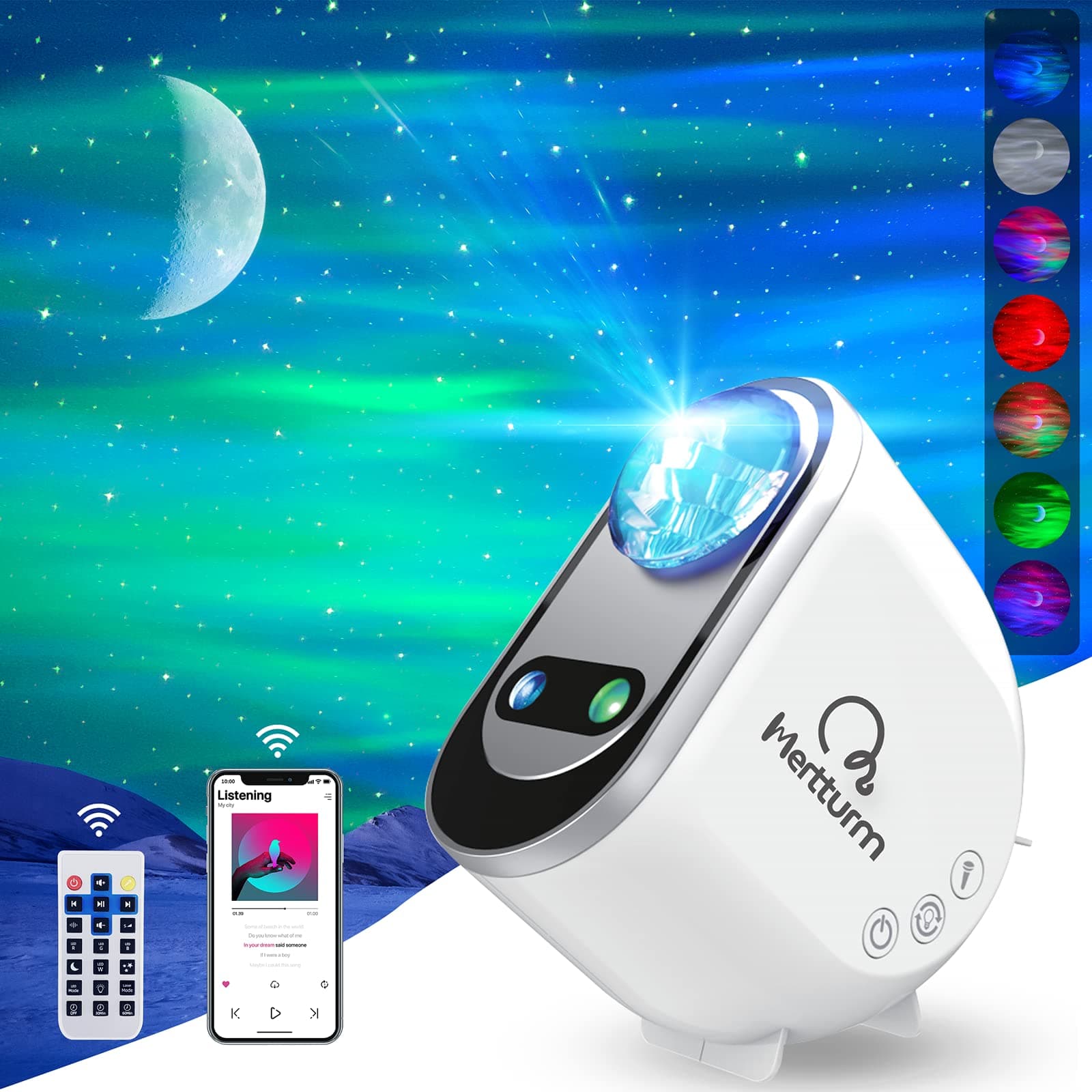 MERTTURM® Galaxy Aurora Projector, 3 in 1 LED Northern Lights Star Projector, 6 White Noise Starry Moon Light with Bluetooth Speaker for Adult Kids Gift, Bedroom, Room Decor Gift