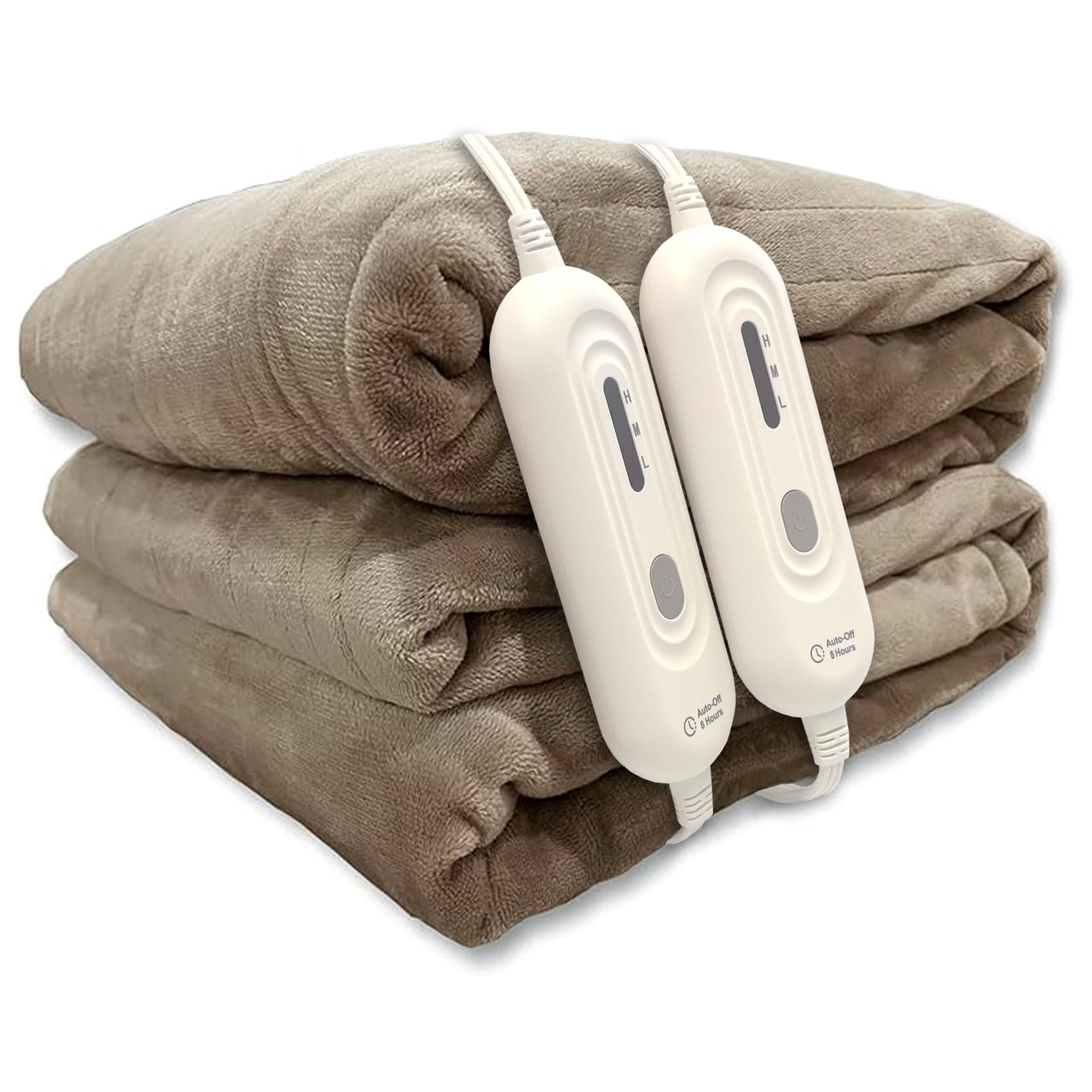 Tefici Electric Heated Blanket Queen Size, Dual Control Super Cozy Soft 2-Layer Flannel 84" x90" Heating Blanket with 3 Heat Levels & 8 Hours Auto Off,ETL&FCC Certified,Home Office Use,Camel