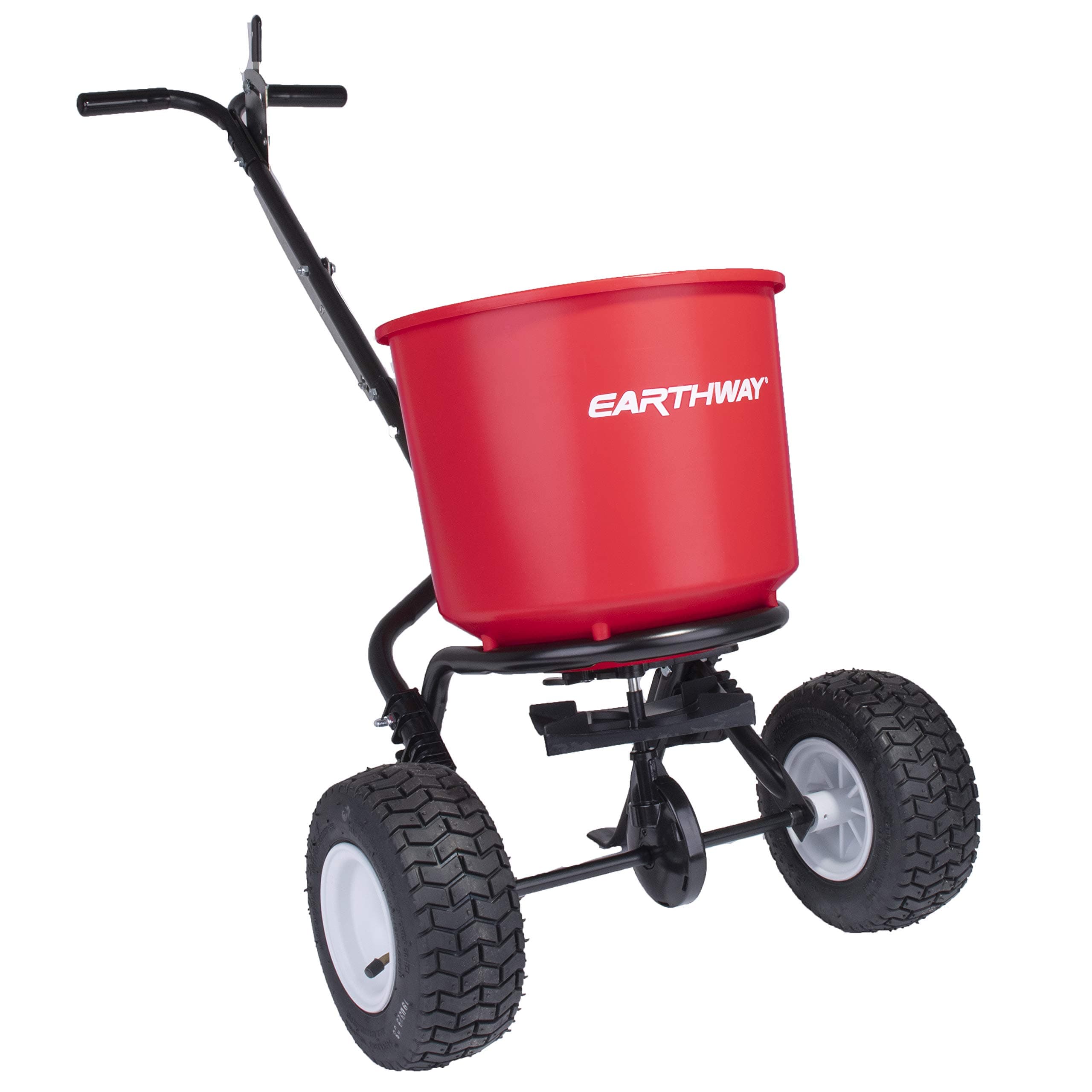 EarthWay 2600A-PLUS Fertilizer Spreader, 40lb Hopper Capacity, Red, Durable, All Terrain Pneumatic Tires, Rust-Proof Polypropylene, Epoxy Coated Steel Frame
