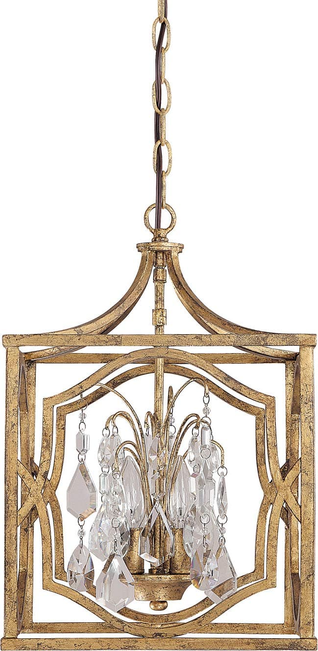 Capital Lighting 9481AG-CR Blakely 3-Light Foyer Fixture, Antique Gold Finish with Clear Crystal Accents