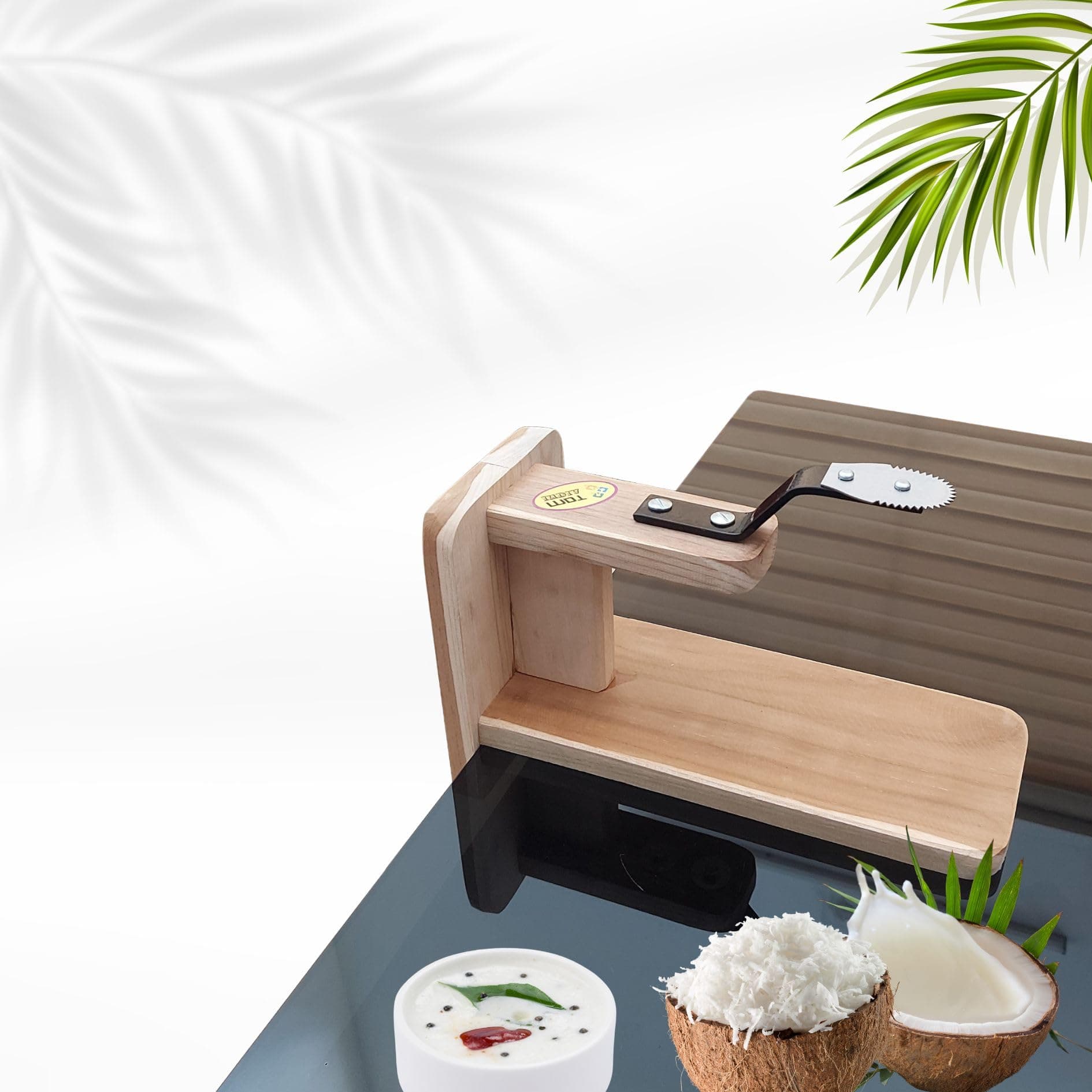 Real Teak Wood Table Top Coconut Scraper Chirava Grater Thengai Thuruvi