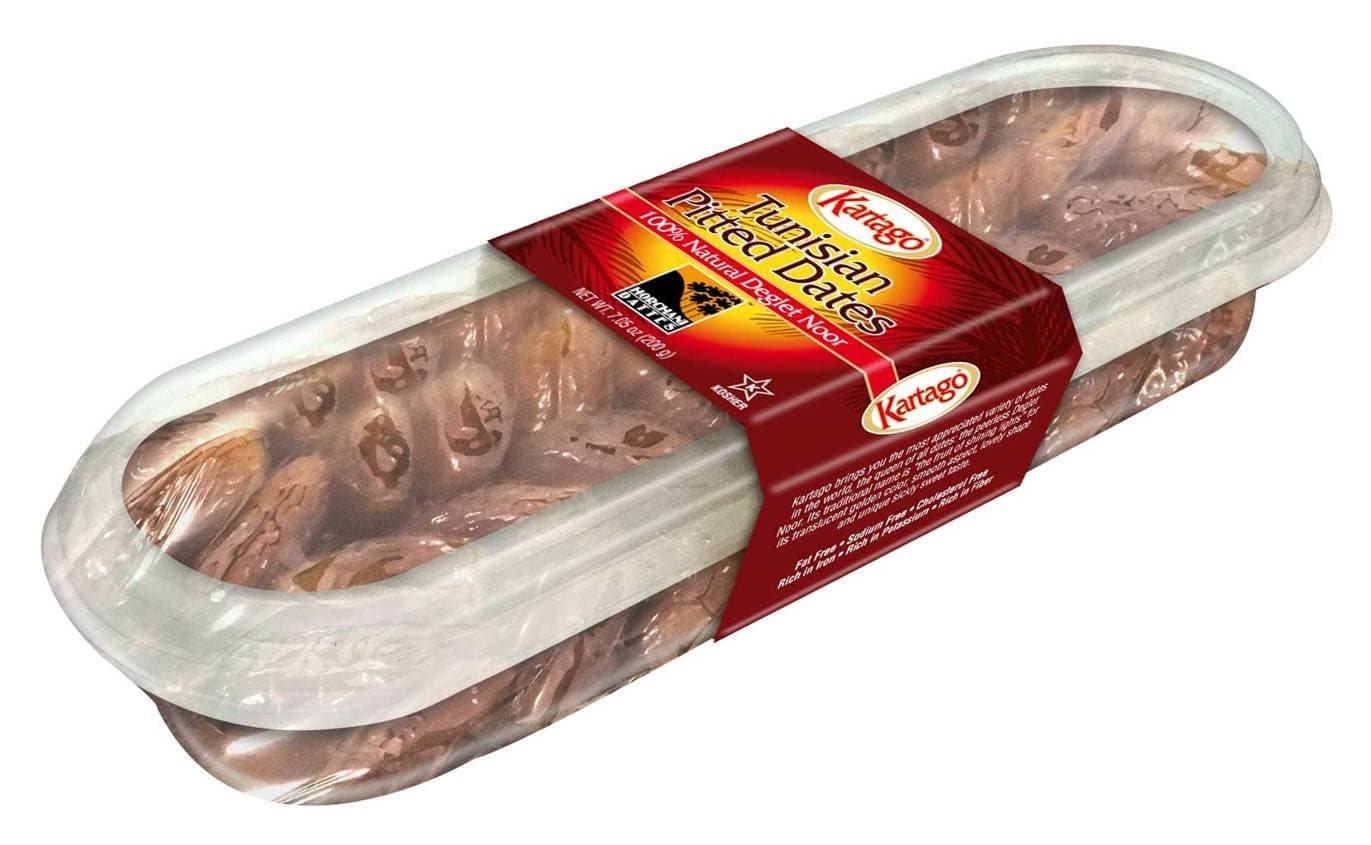 Pitted Dates - All Natural, Fat Free Deglet Noor Pitted Tunisian Dates from Kartago - 4-Pack, 7.05 Ounce