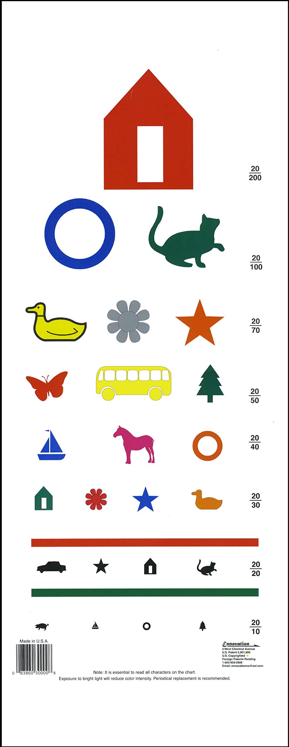 Eye Chart - Pediatric Color Eye Chart