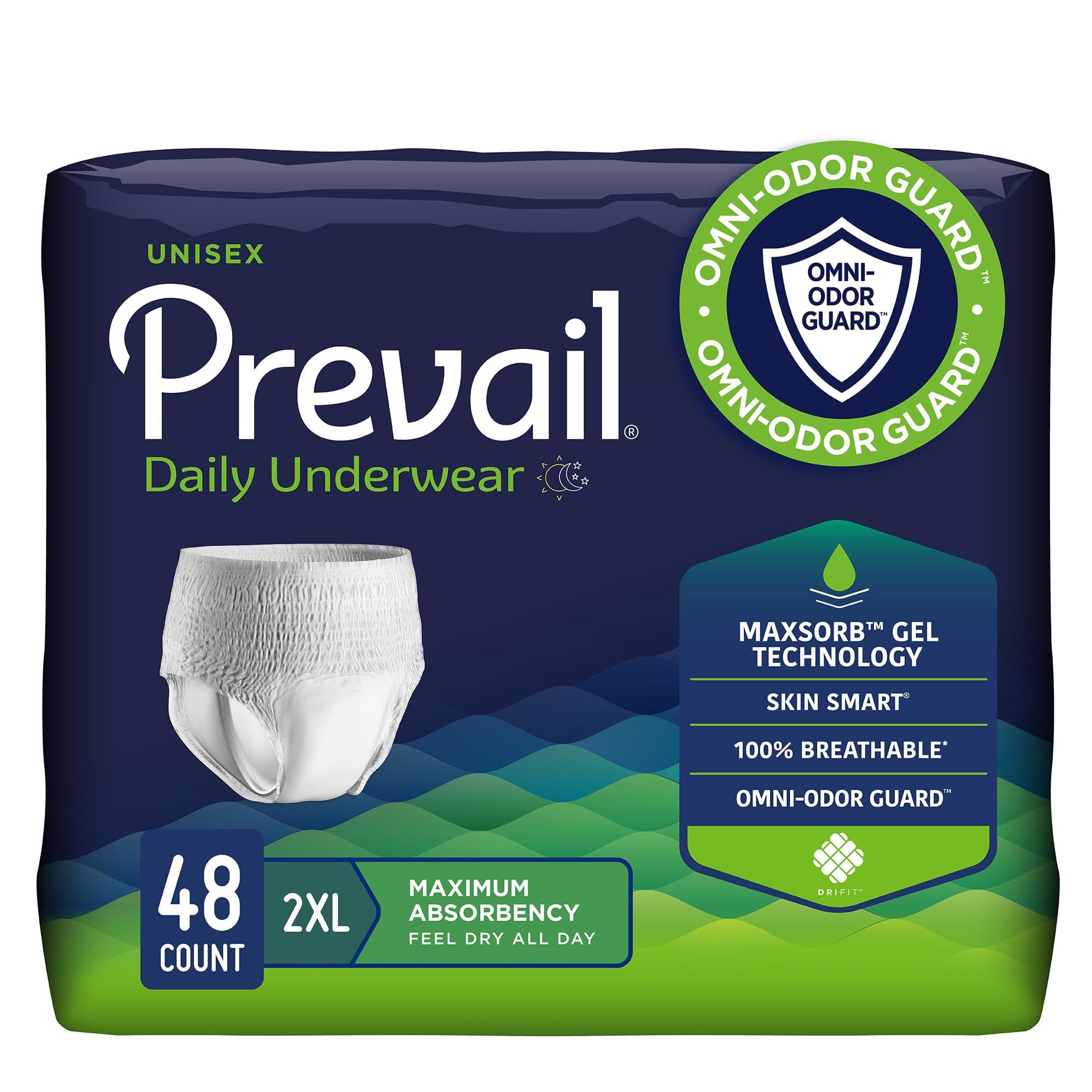 Adult Incontinence Underwear for Men & Women, Maximum Absorbency, XX-Large, 48 Count