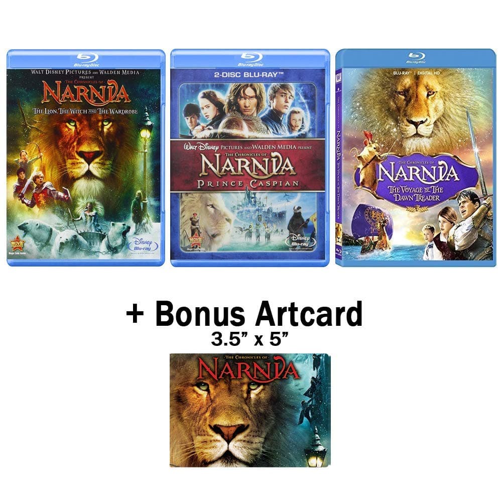 The Chronicles of Narnia: Complete Movie Trilogy Blu-ray Bundle (The Lion, the Witch and the Wardrobe / Prince Caspian / Voyage of the Dawn Treader) + Bonus Art Card